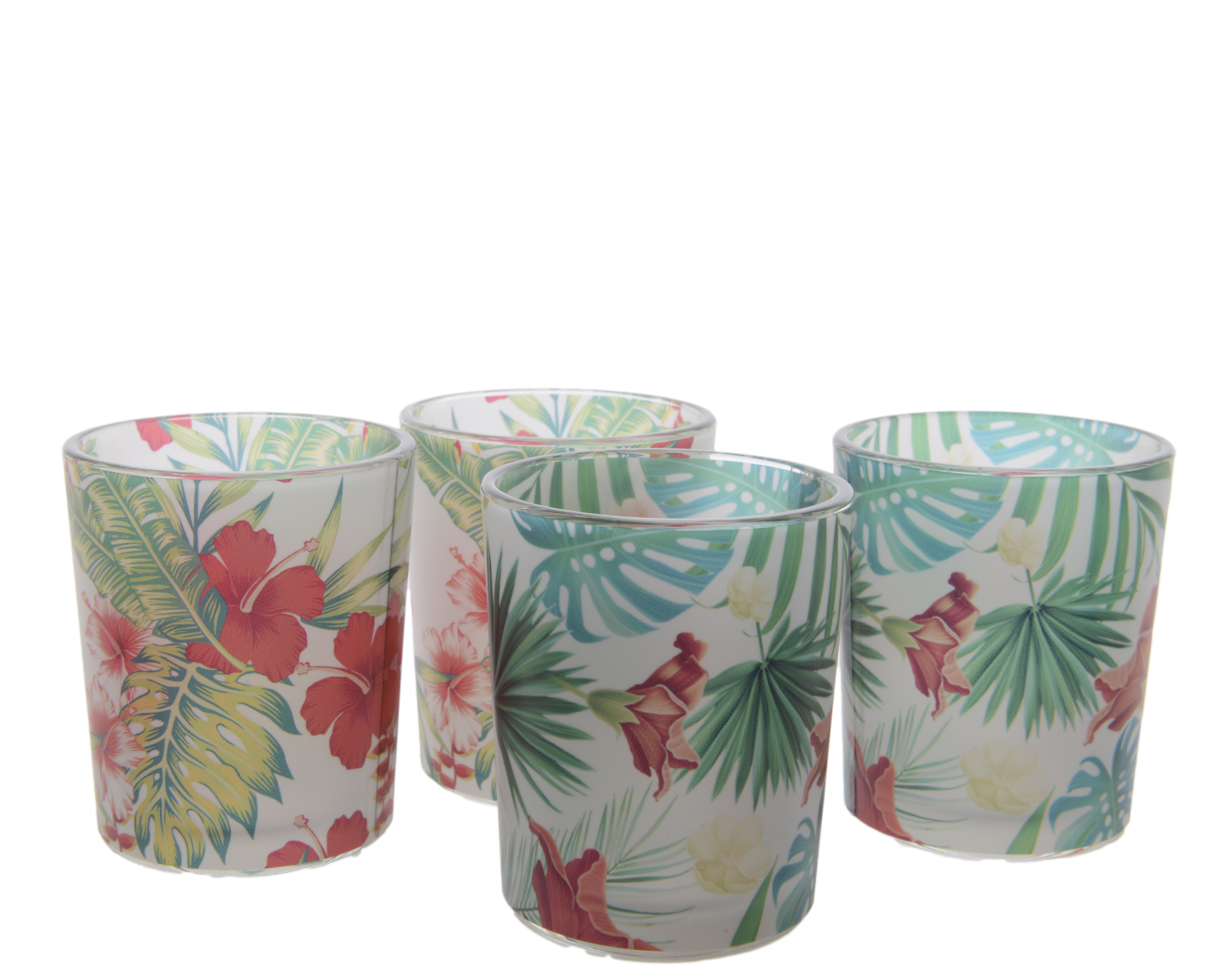 Theelichthouder Bladeren - Glas 5.5x6.5cm - assortiment