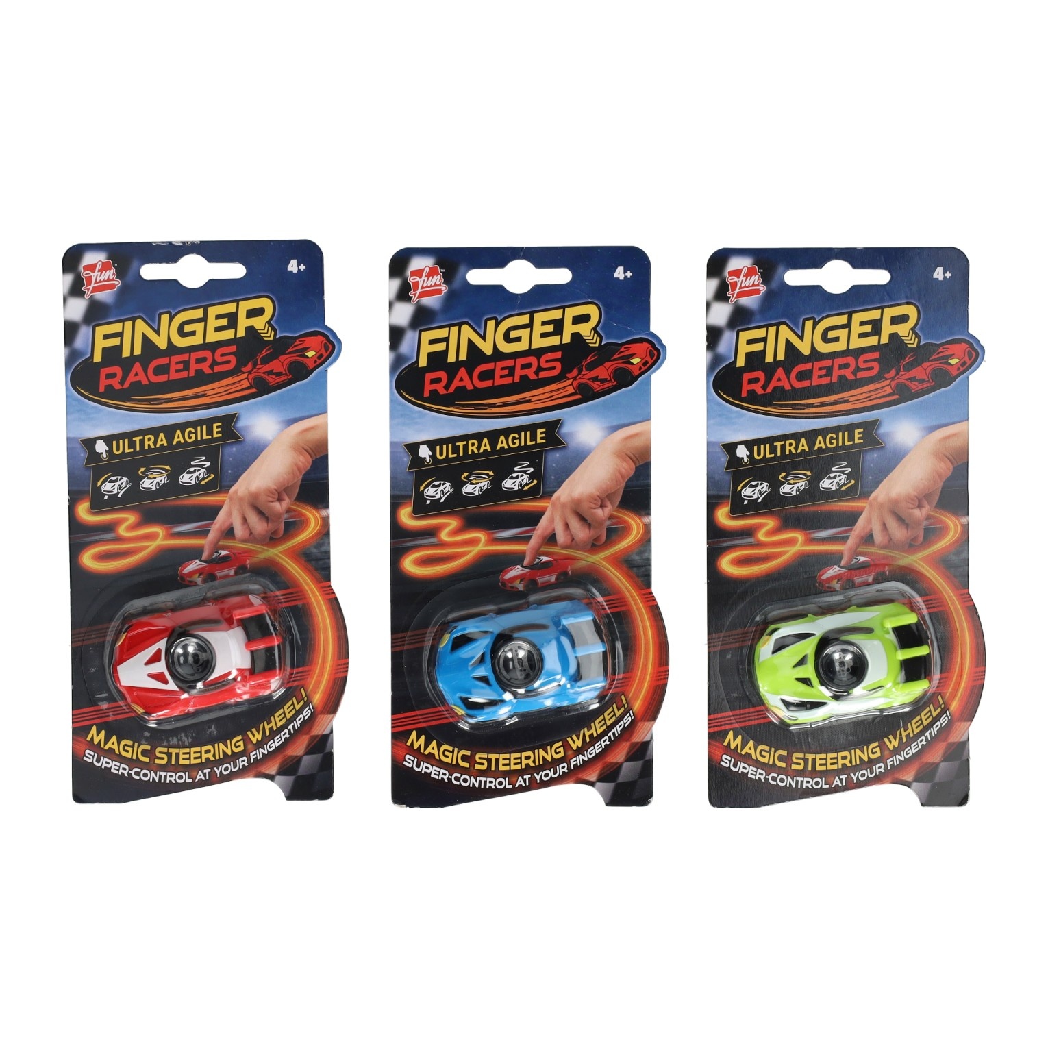 Finger Racers, mini auto om met vinger te besturen, prijs per stuk