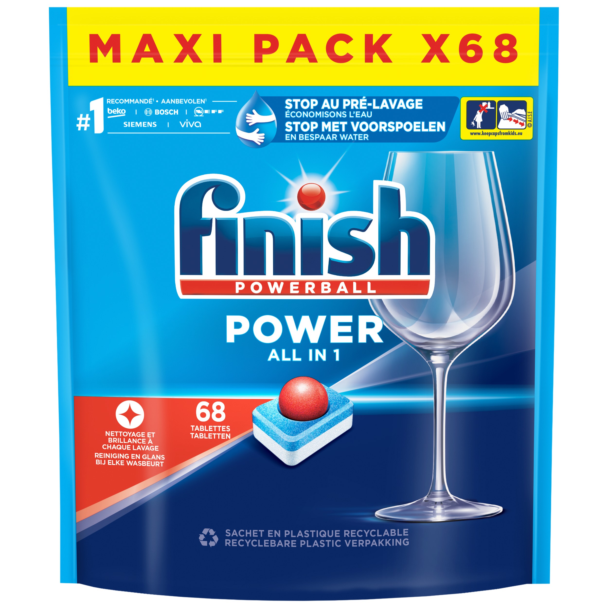 Finish Vaatwastabletten Powerball All-in-1 Regular 68 Tabs