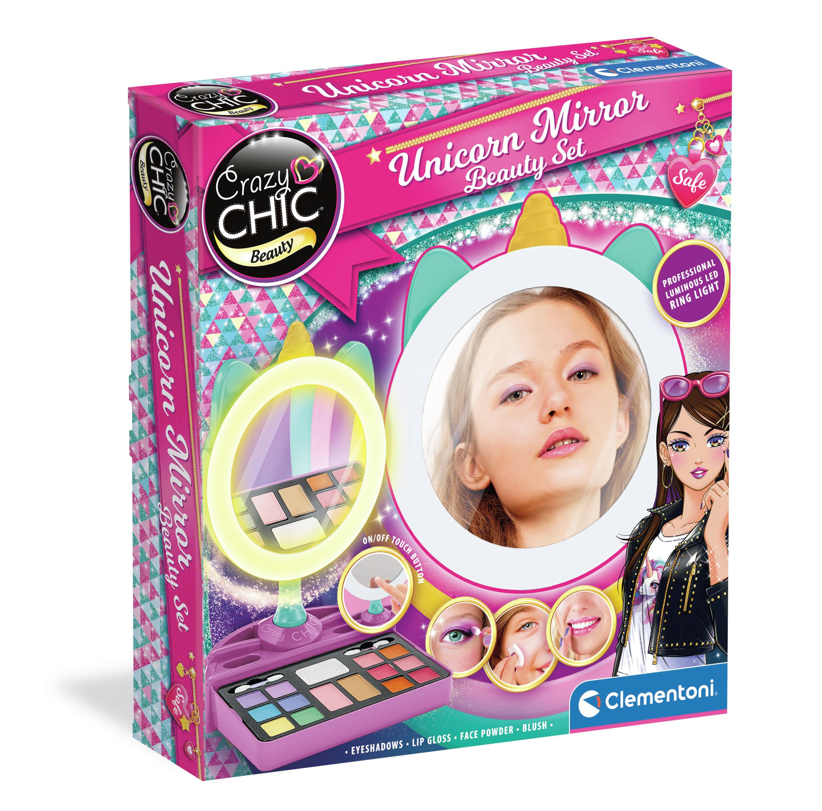 Crazy Chic Make Up Spiegel met licht, nagellak, oogschaduw, blush en make up