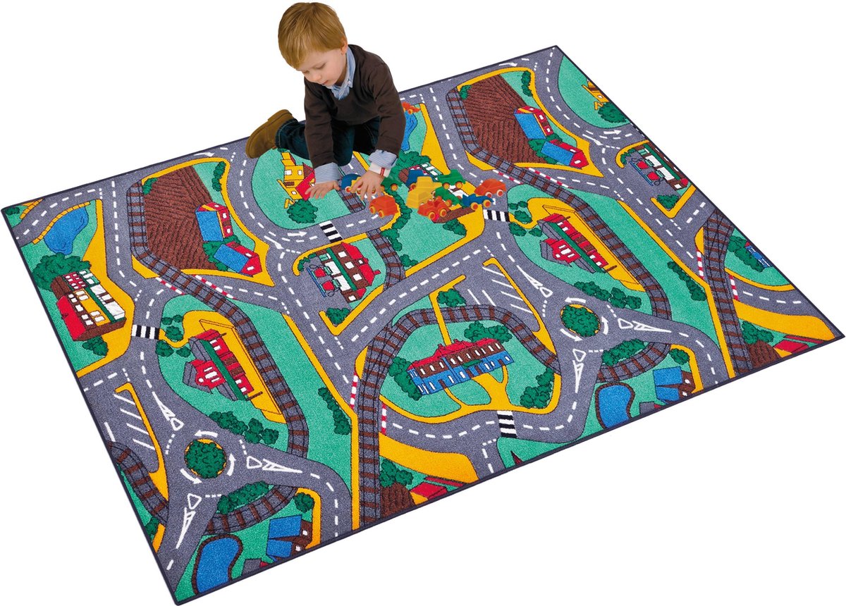 Speeltapijt, Stratenplan 95 x 200 cm City Live decor, Verkeerstapijt