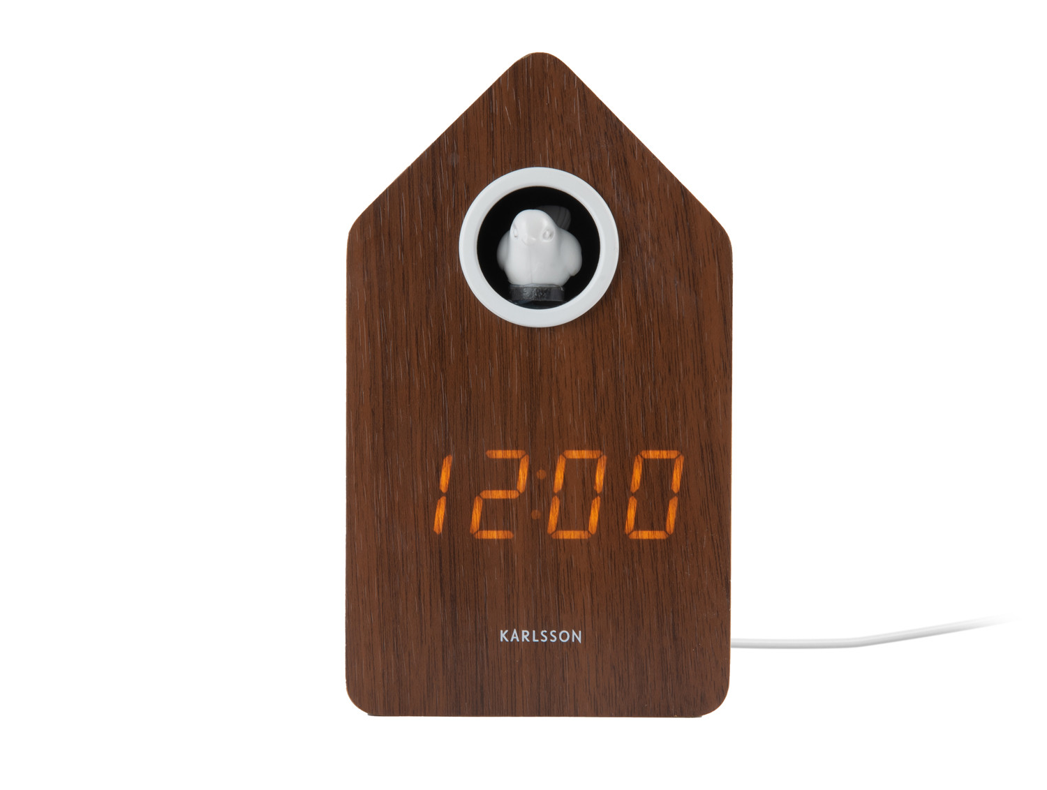 Karlsson Alarmklok Cuckoo LED Dark Wood Veneer - 9x6x15.3 cm - Digitaal - incl USB-kabel