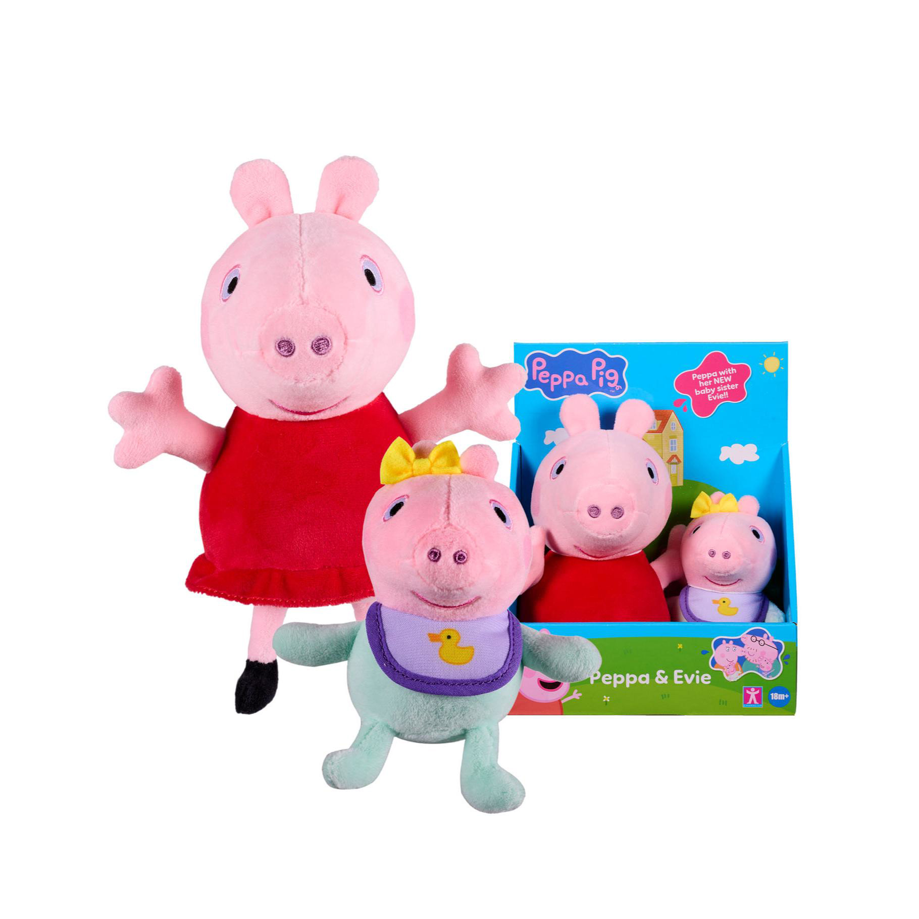 Peppa Pig - Pluche Peppa en baby Evie