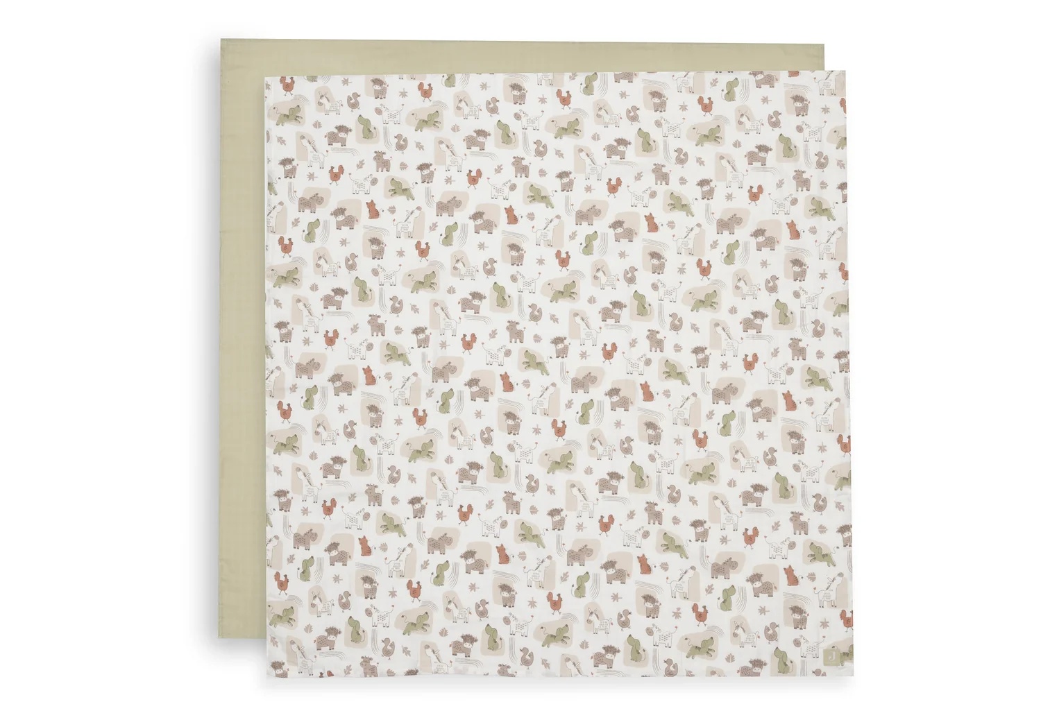 Jollein Tetradoek large Barn Buddies 115x115 cm - 2 stuks