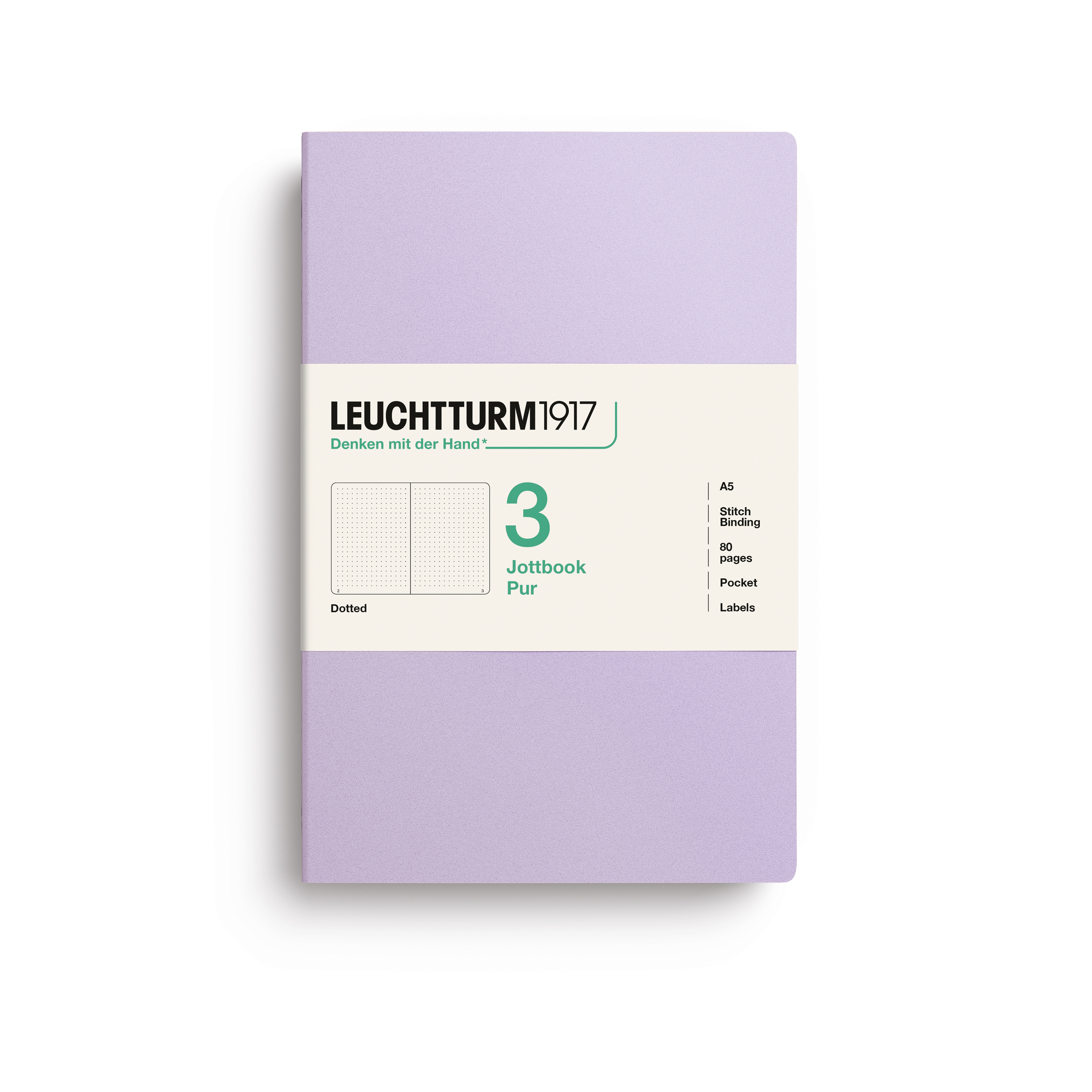 Leuchtturm 1917 Jottbook Pur Notitieboek A5 Dotted 80 vel Lilac - 3 stuks