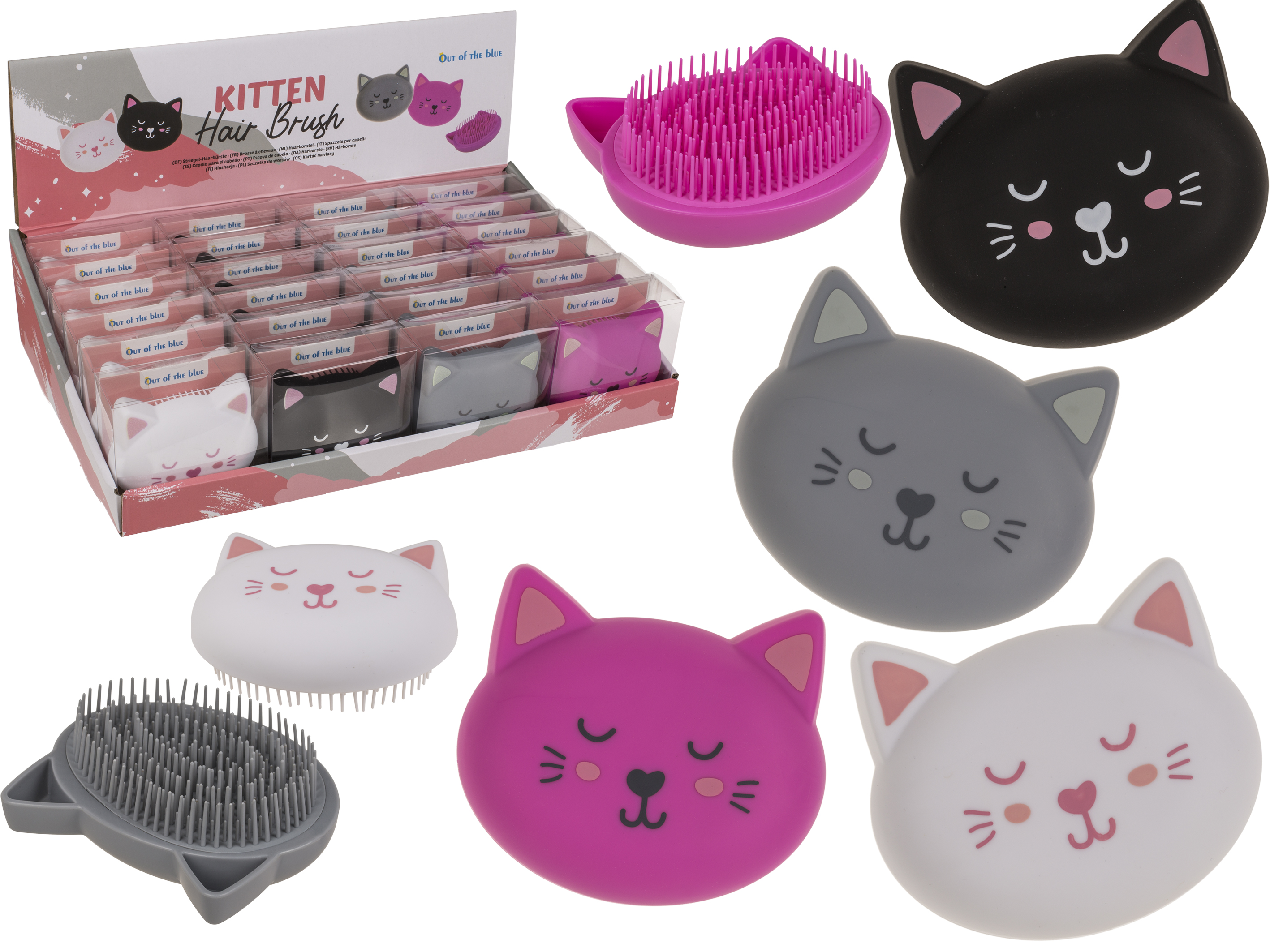 Haarborstel Kitten 10x7 cm - assorti - prijs per stuk