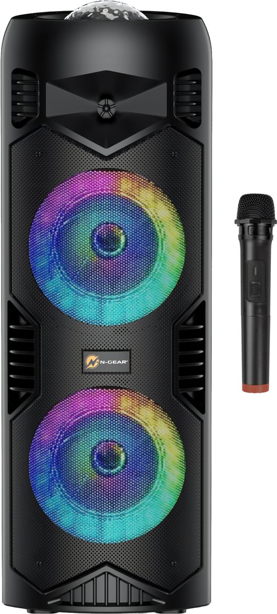 N-GEAR Go Party 5150 Bluetooth Speaker-Karaoke set 1 Microfoon Discoverlichting Zwart