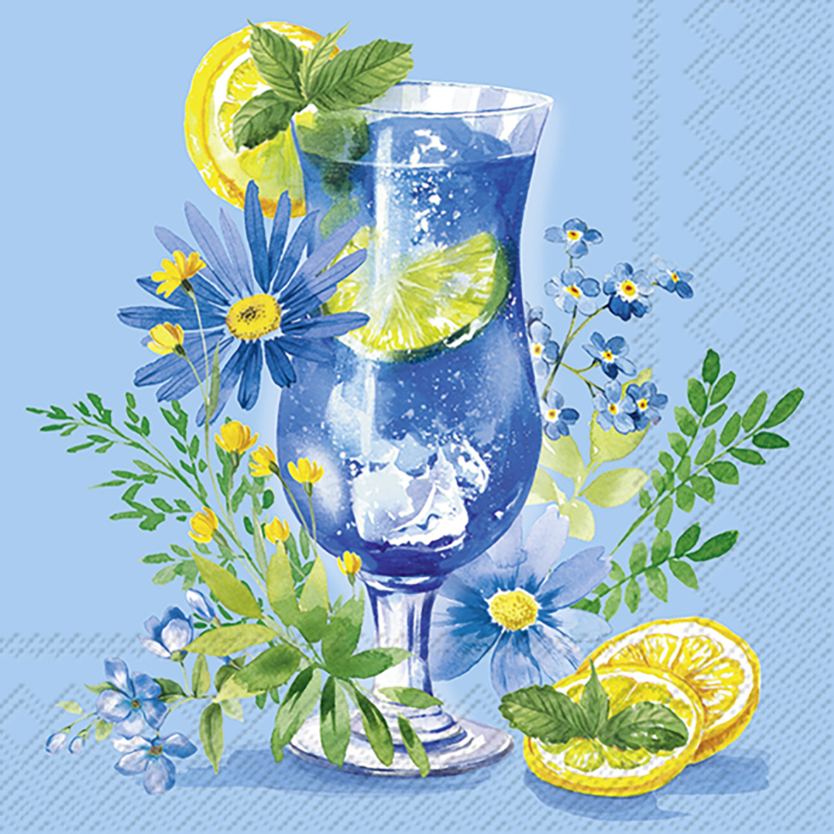 Ihr Cocktailservetten 25x25 cm 20 stuks Blue Blue Cocktail