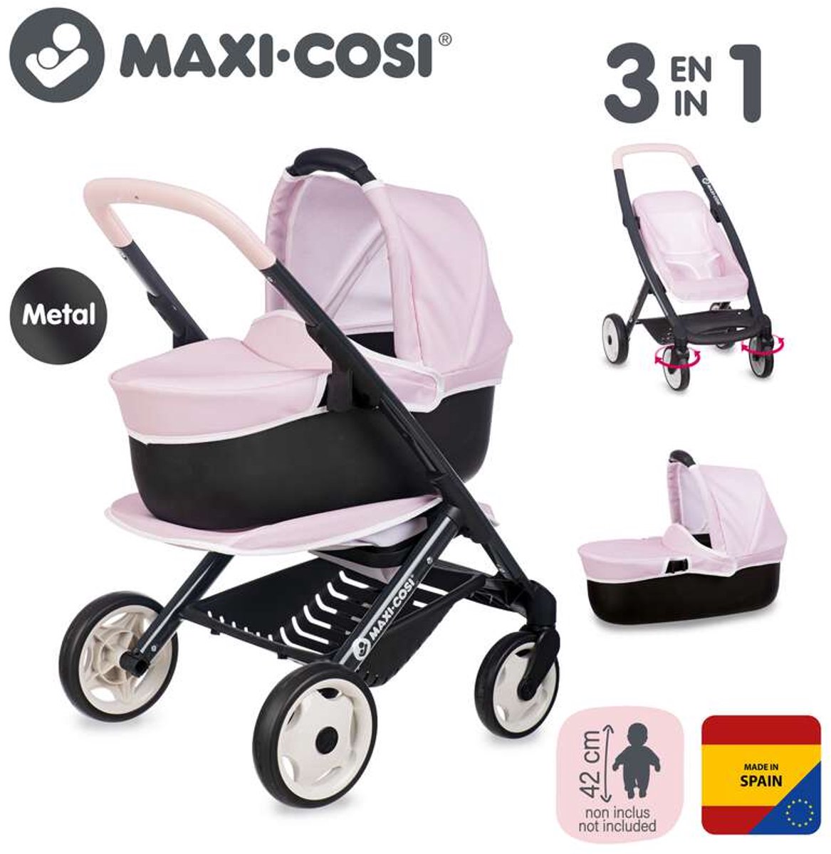 SMOBY MAXI-COSI Buggy 3 in 1 Wandelwagen, Buggy en draagzetel
