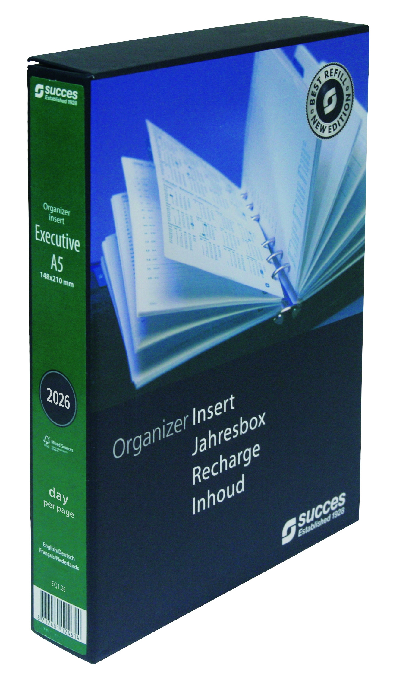 Succes Agenda Inhoud 2026 A5 Executive 1dag/pag Internationaal Creme