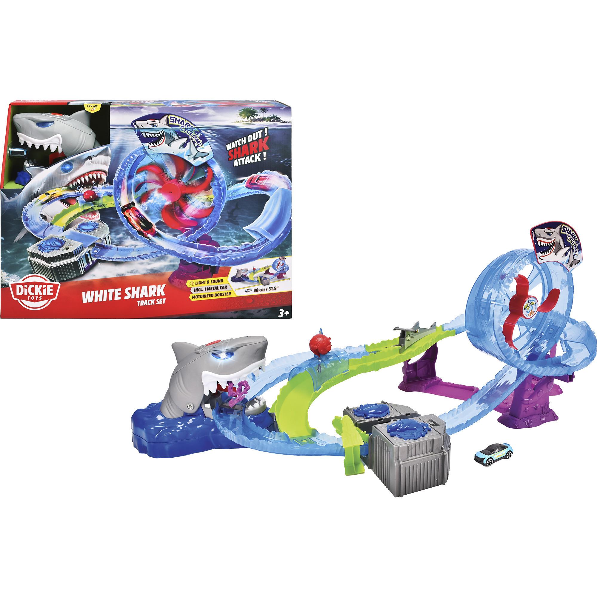 Dickie White Shark Circuit met licht en geluid 80 cm met 1 auto
