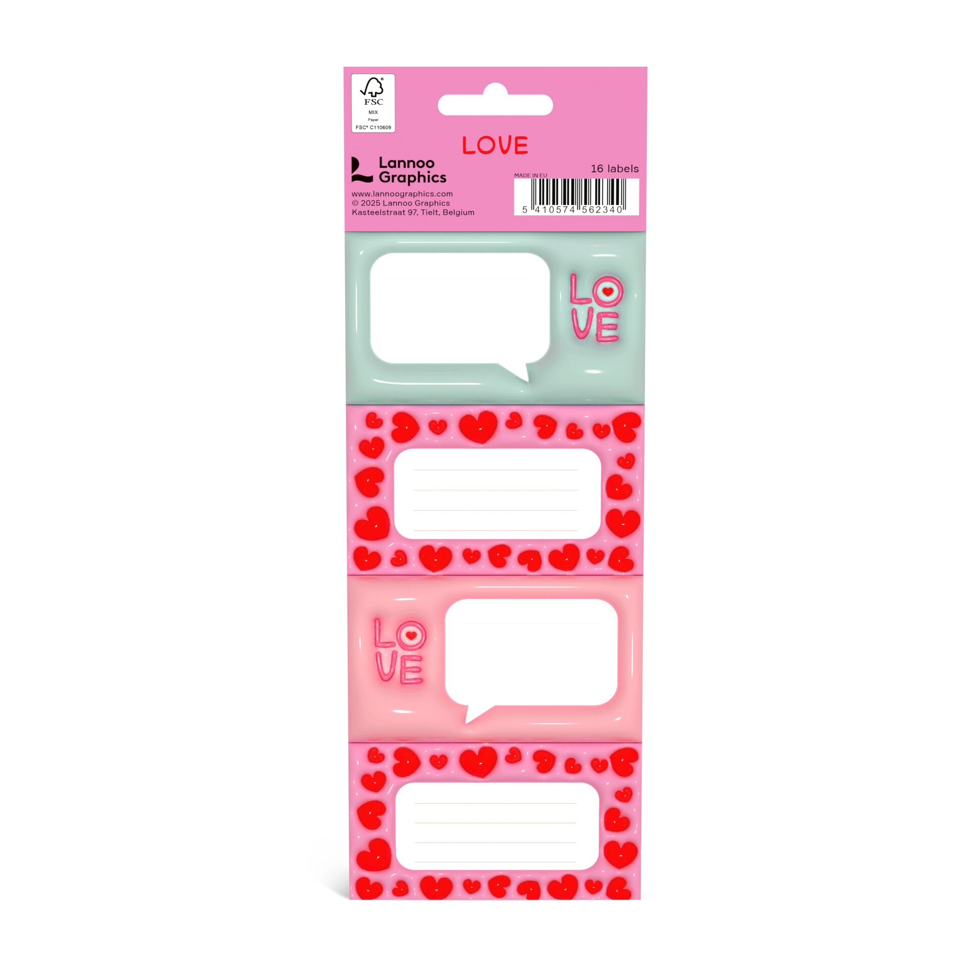 Love Schooletiketten 16 stuks