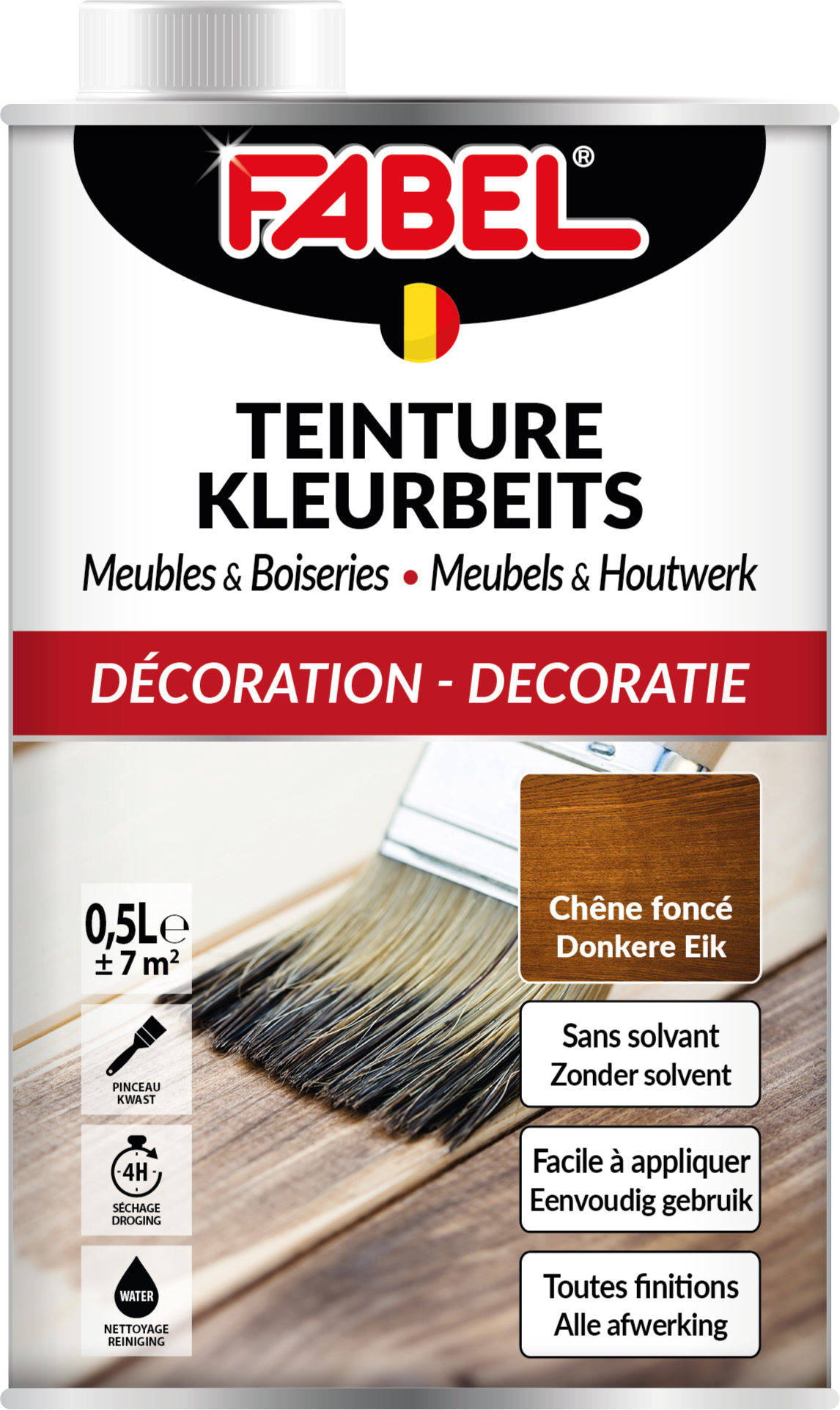 Fabel Kleurbeits Hout en Meubels Donkere Eik 500 ml