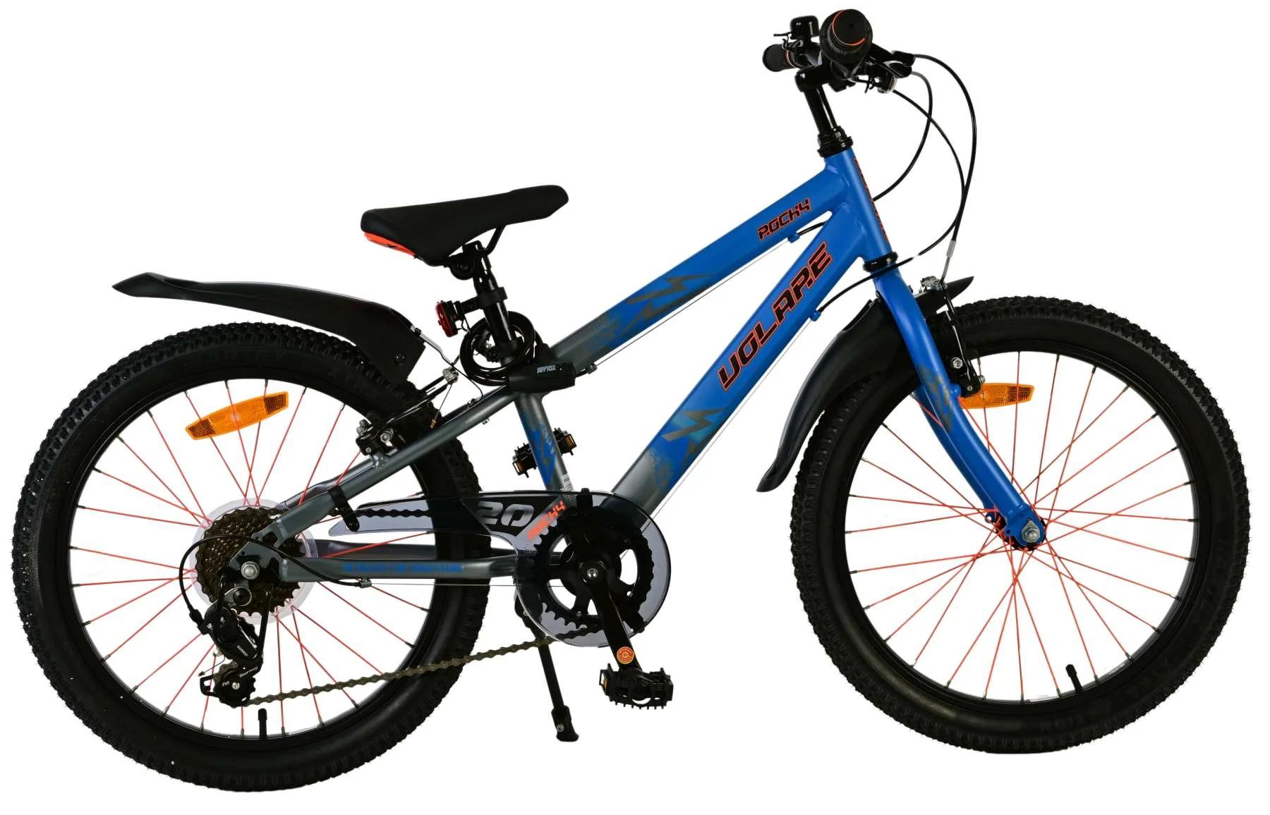 Volare Rocky Kinderfiets Blauw 2 Handremmen 7 Speed 20 inch