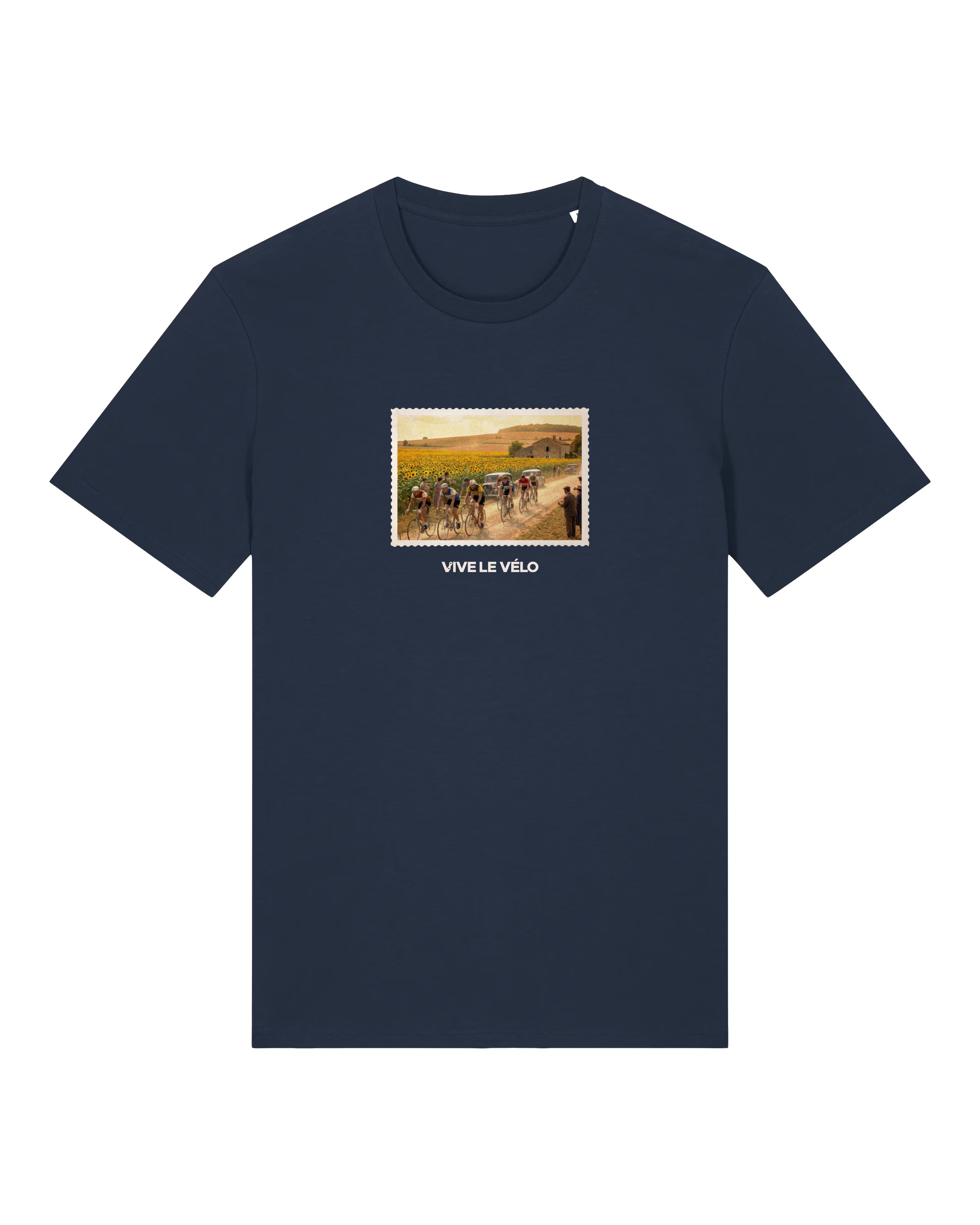 Vive le Vélo T-shirt Unisex Groeten uit Frankrijk Medium Fit French Navy - large