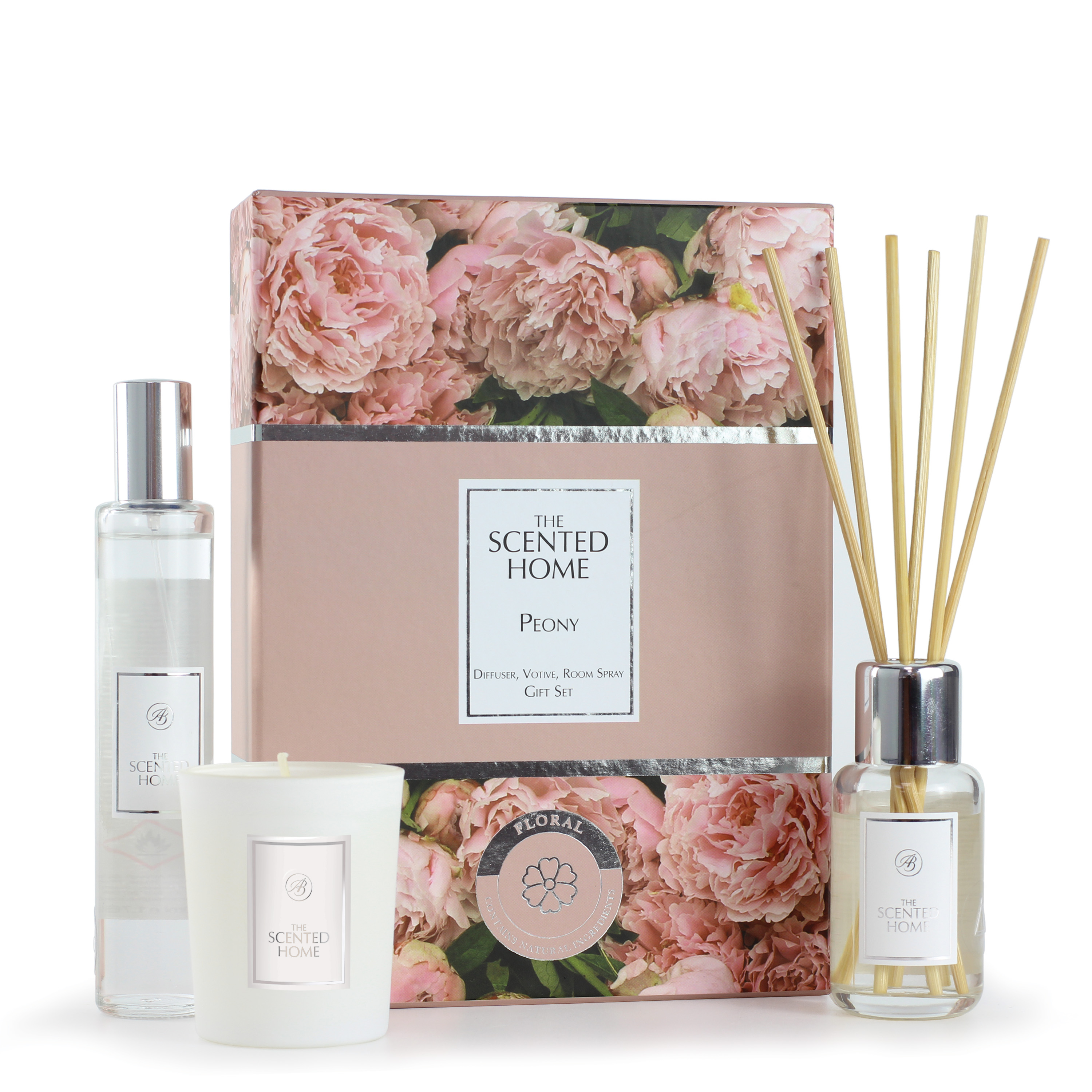 Scented Home Set Peony - Geurdiffuser, Kaars en Roomspray