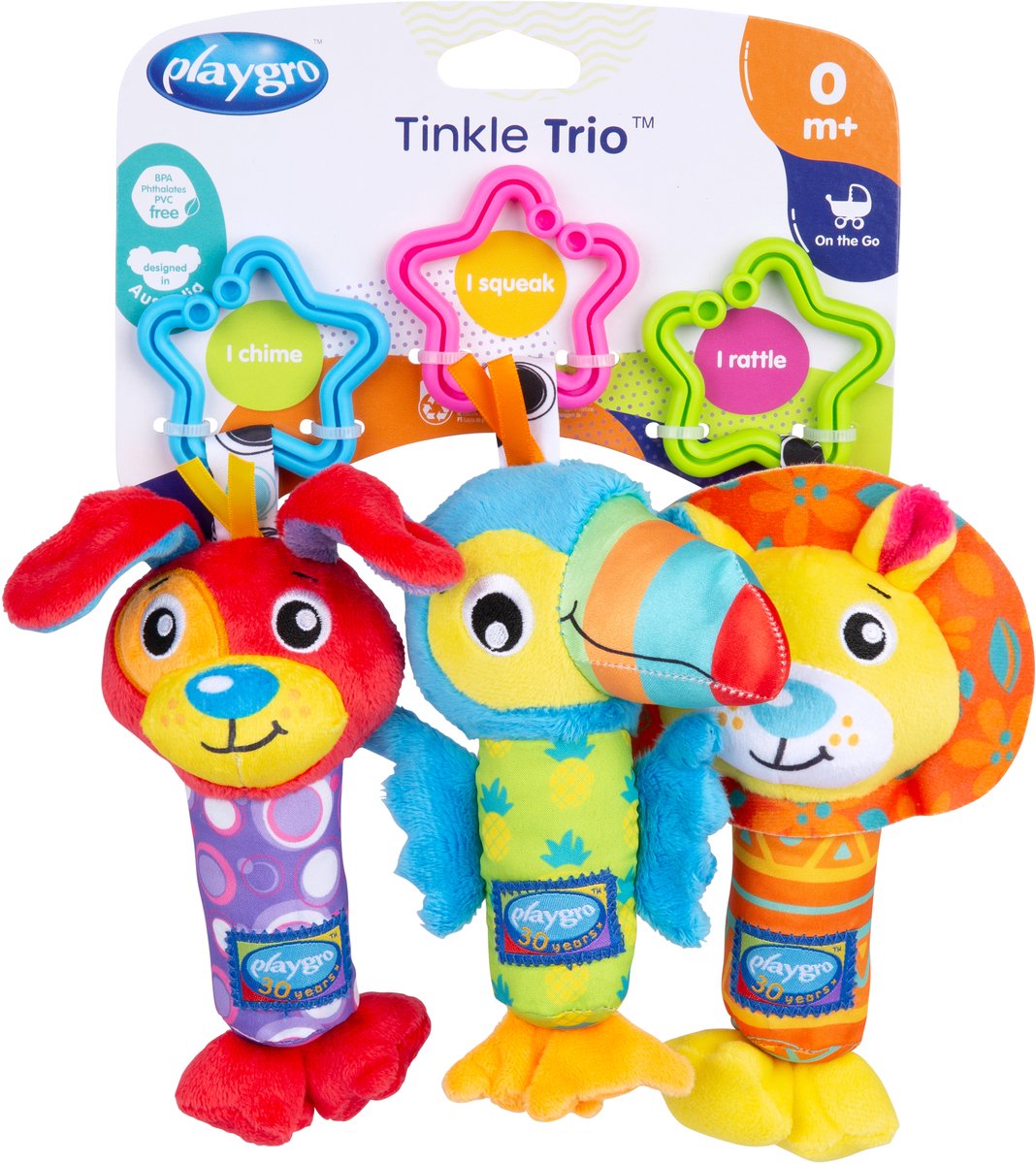 Playgro Tinkle Trio - 3 Activiteiten Vriendjes om op te hangen