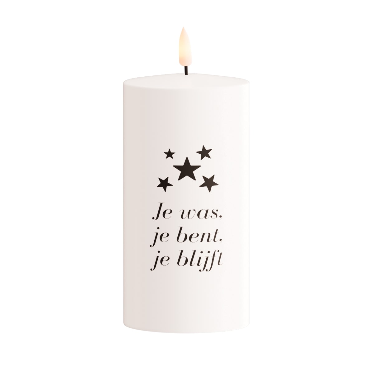 LED Grafkaars Delight Star - Je Was, Je Bent, Je Blijft - 7.5x15 cm - Wit - op Batterijen (excl.)