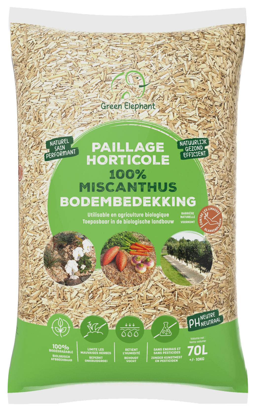 Green Elephant 100% Miscanthus Bodembedekker 70L