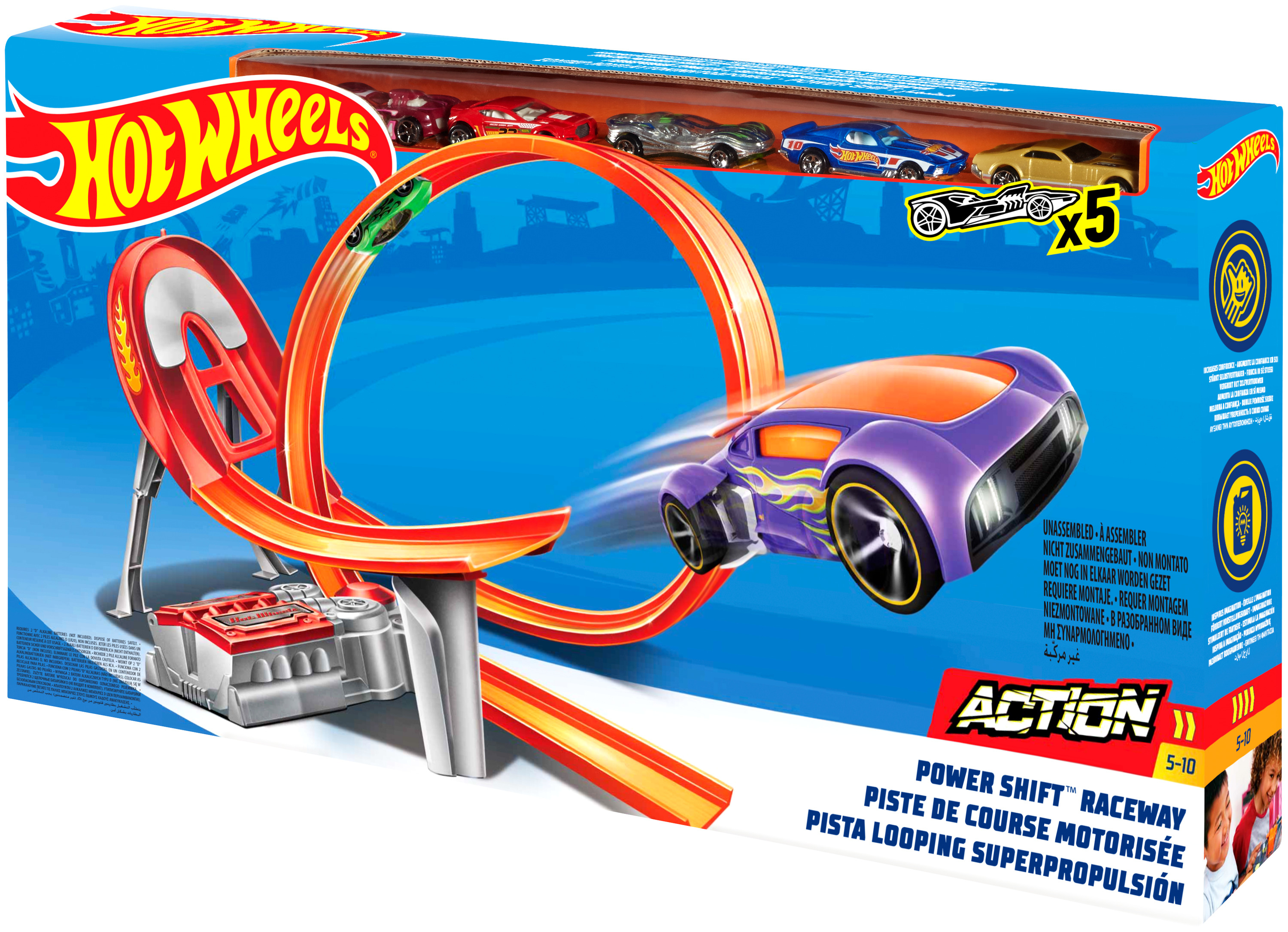 Hot Wheels Power Shift Raceway Traack Set + 5 auto's