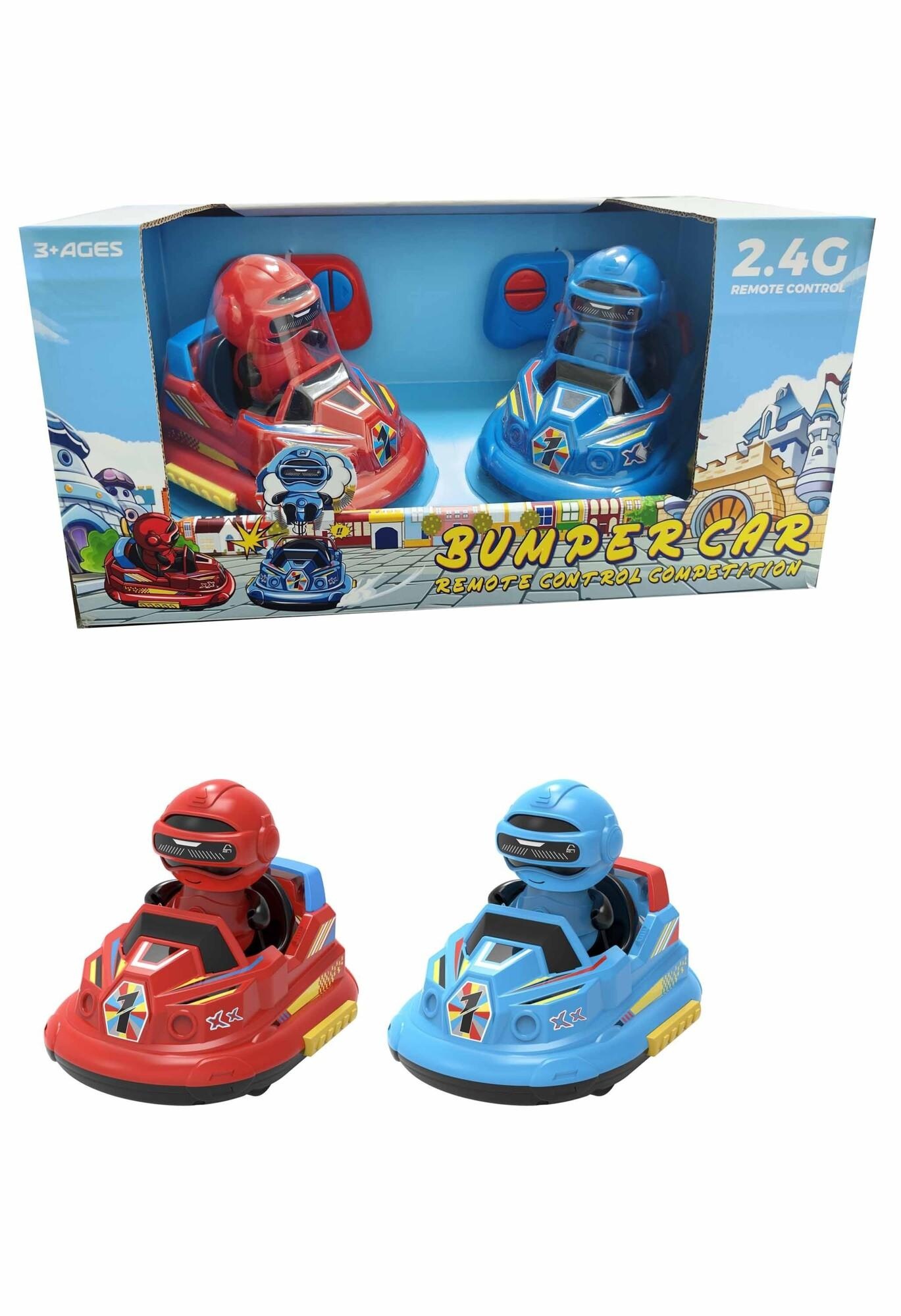 Bumpercars rood en blauw, R/C met licht en geluid, botsauto's