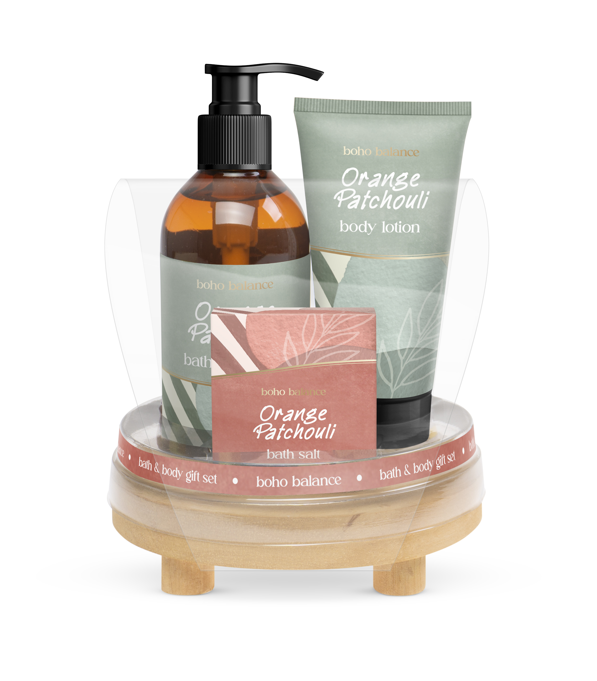 Home & Body Badgeschenkset op Houten Plateau