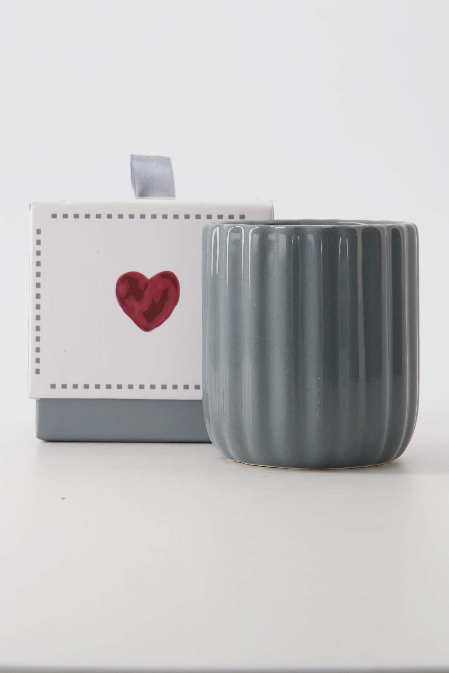 Zusss Geurkaars Keramiek Doosje Hartje Grijsblauw 7.5x7 cm