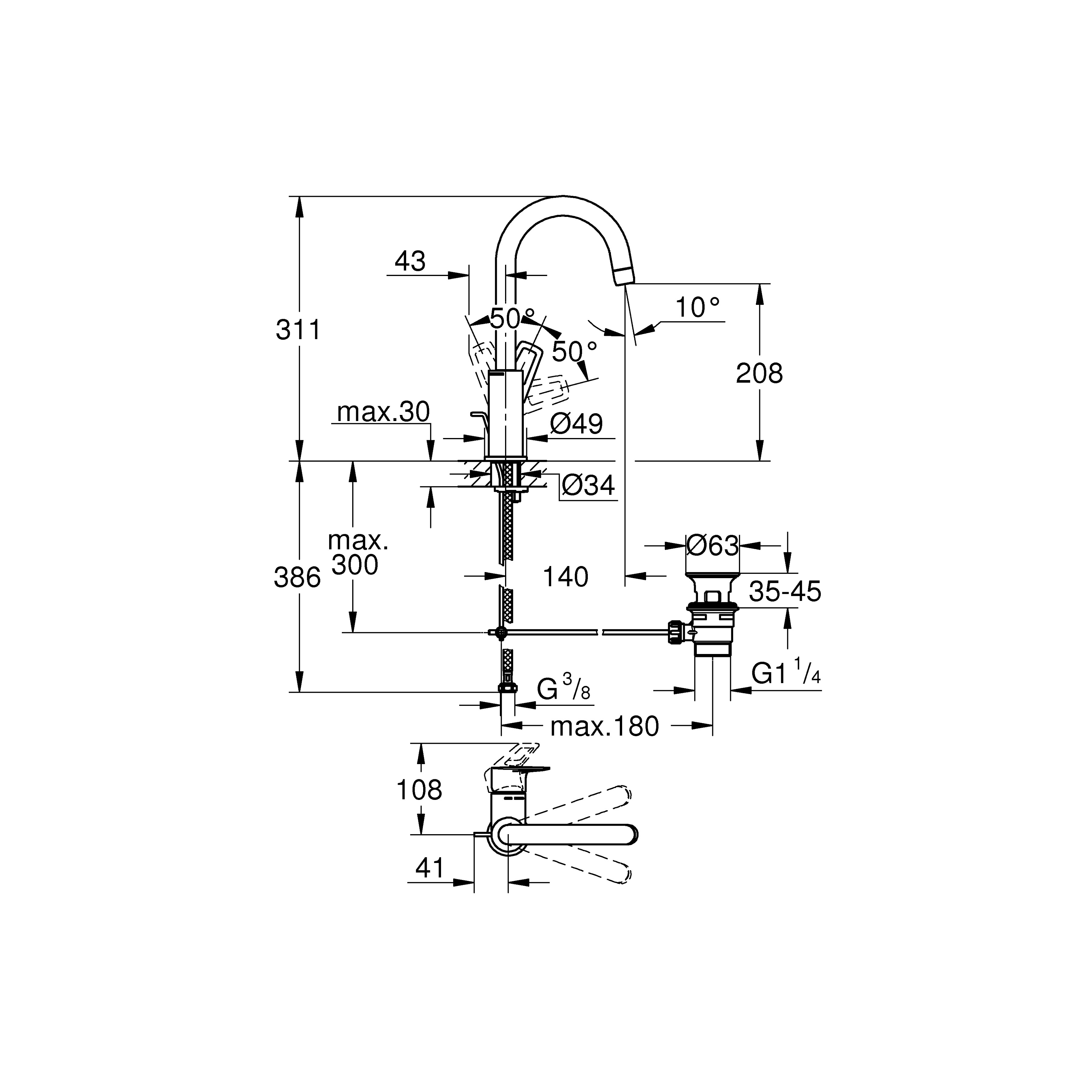 GROHE Start Loop Wastafelmengkraan L Quickfix - Chroom