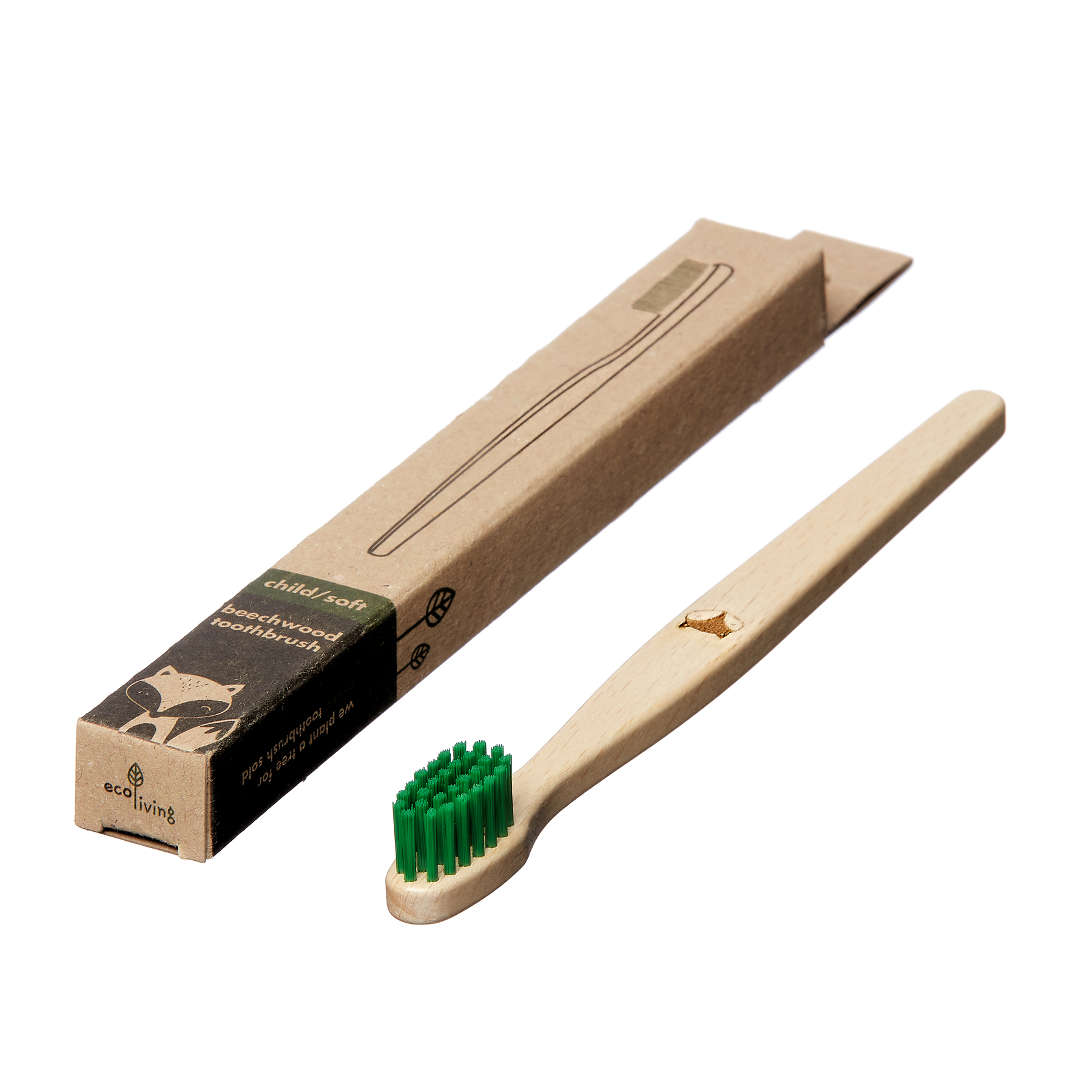 Eco Living Tandenborstel Kind in Hout Vos - Groen