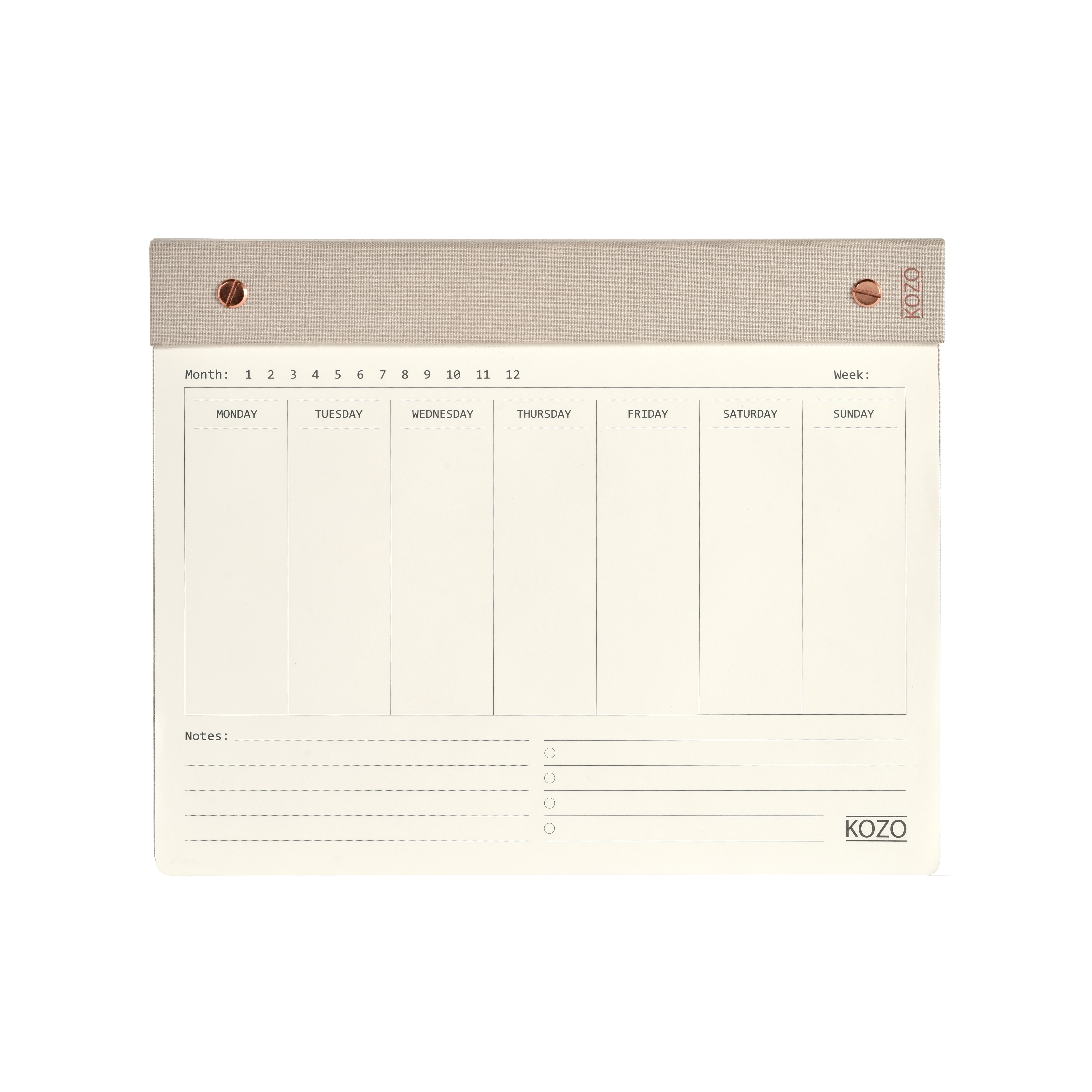 KOZO Weekplanner Sand 54 vel 20x25 cm