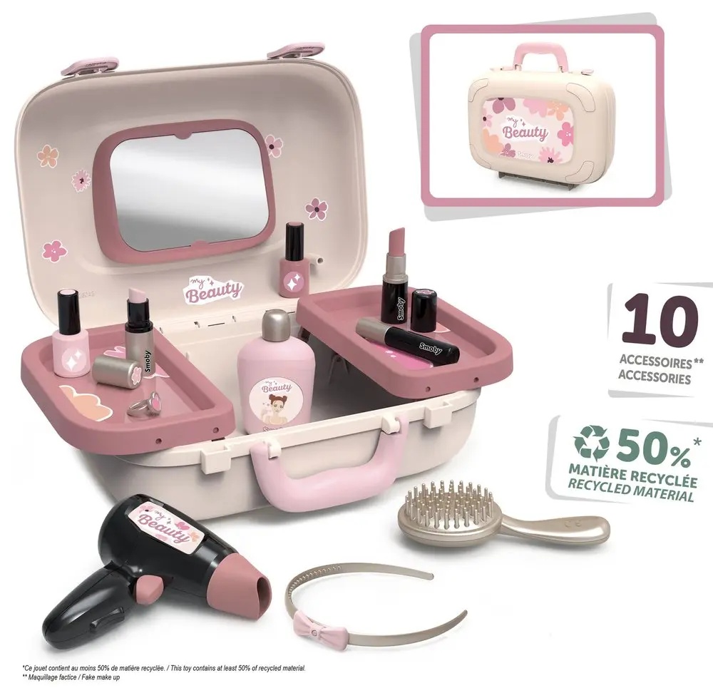 Smoby Baby Nurse Verzorgingsset, vanity koffer met 10 accessoires
