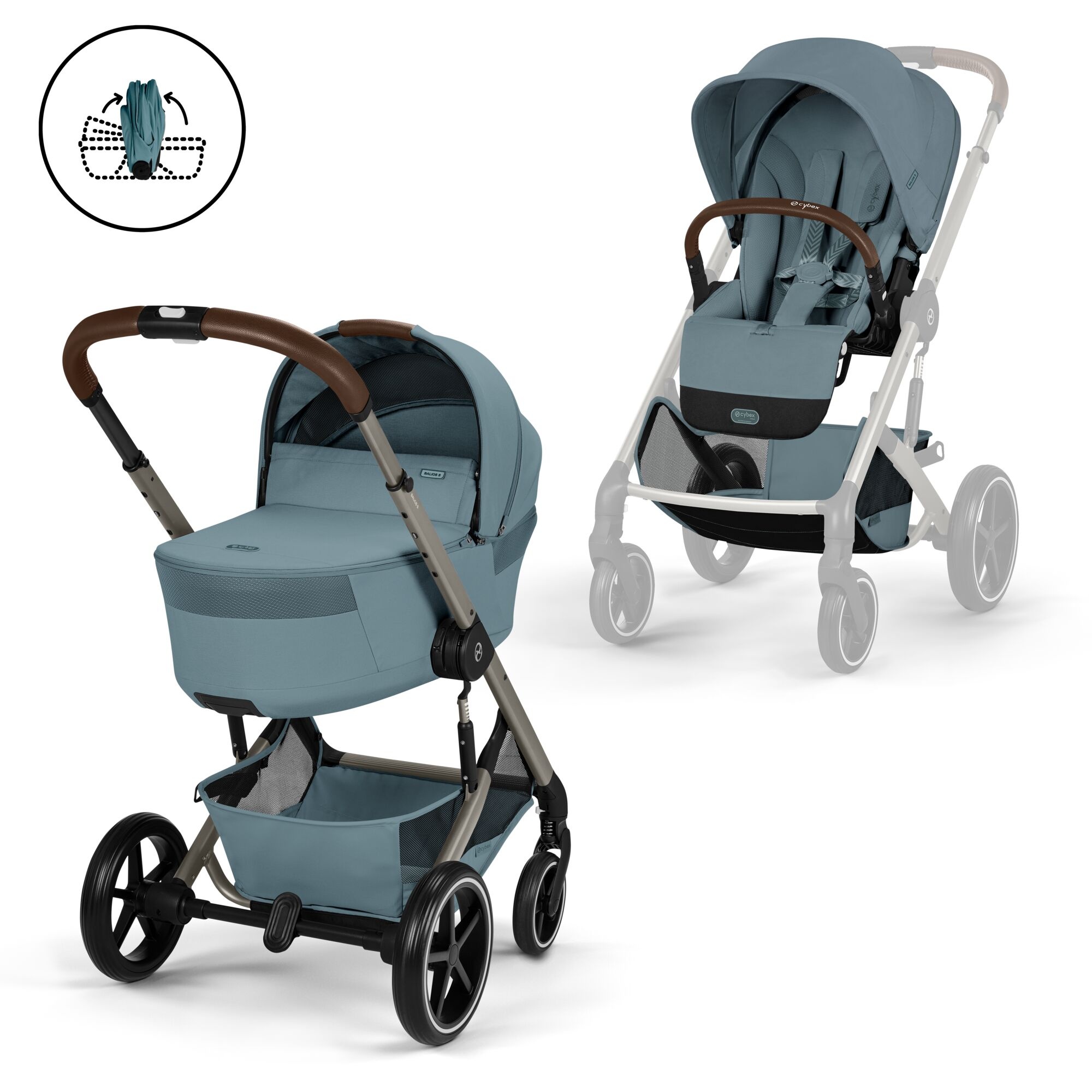 Cybex Kinderwagen Balios S Lux Draagmand opvouwbaar Stormy Blue