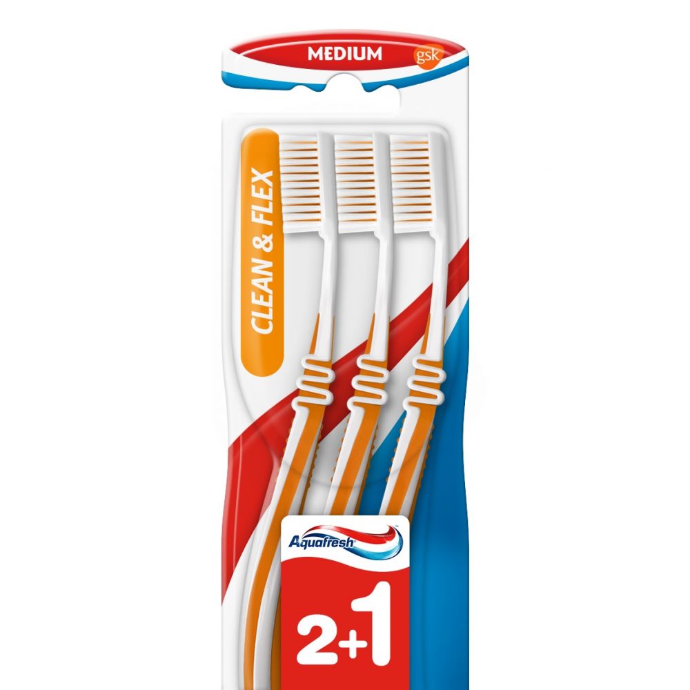 Aquafresh Tandenborstel Clean&Flex Medium - 3 stuks