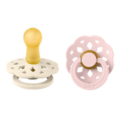 Bibs Fopspeen Latex Rond Boheme Ivory-Blossom 6-18 maand - 2 stuks