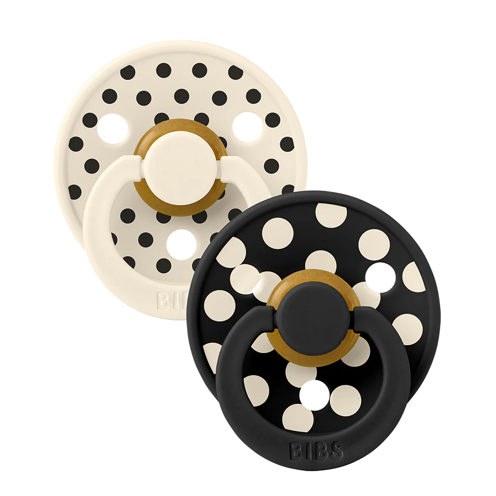 Bibs Fopspeen Latex Anatomisch Studio Polka Black 6-18 maand - 2 stuks