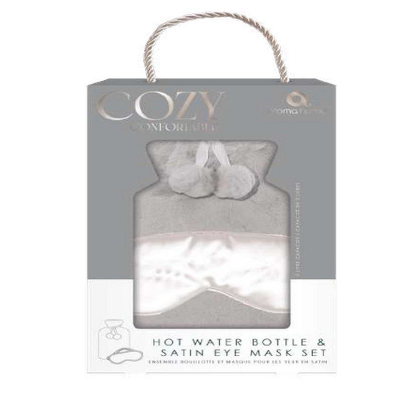 Aroma Home Warmwaterkruik Grijs 2l - Faux Fur - met Oogmasker