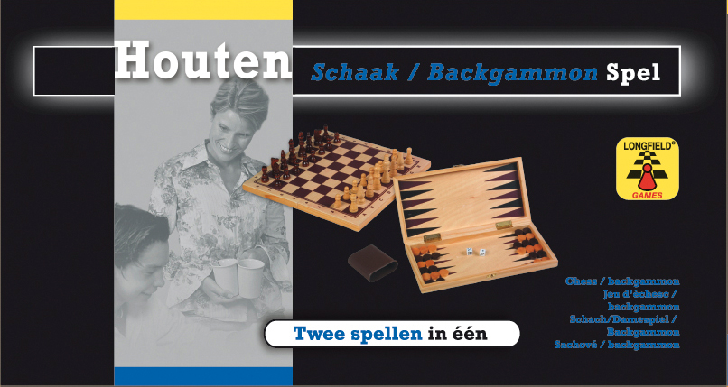 Longfield Games Schaak/Backgammon Opklapbaar, in hout