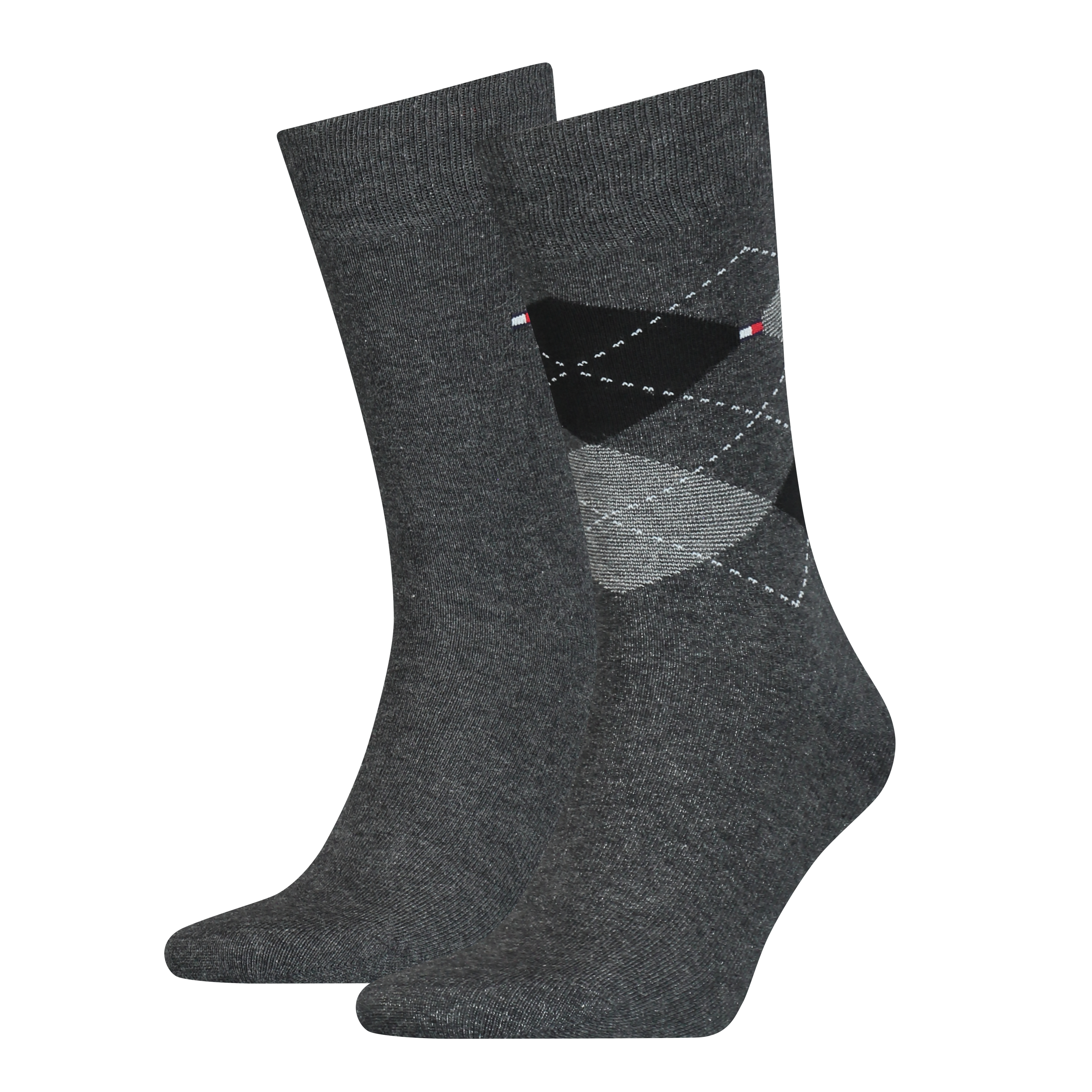 Tommy Hilfiger Sokken Heren Geruit 2 paar Anthracite - maat 39-42