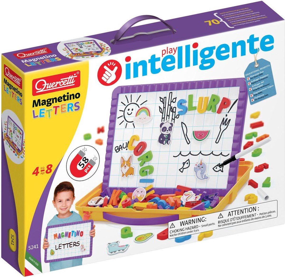 Quercetti Magnetino Letters, Magneetbord met letters in opbergkoffer