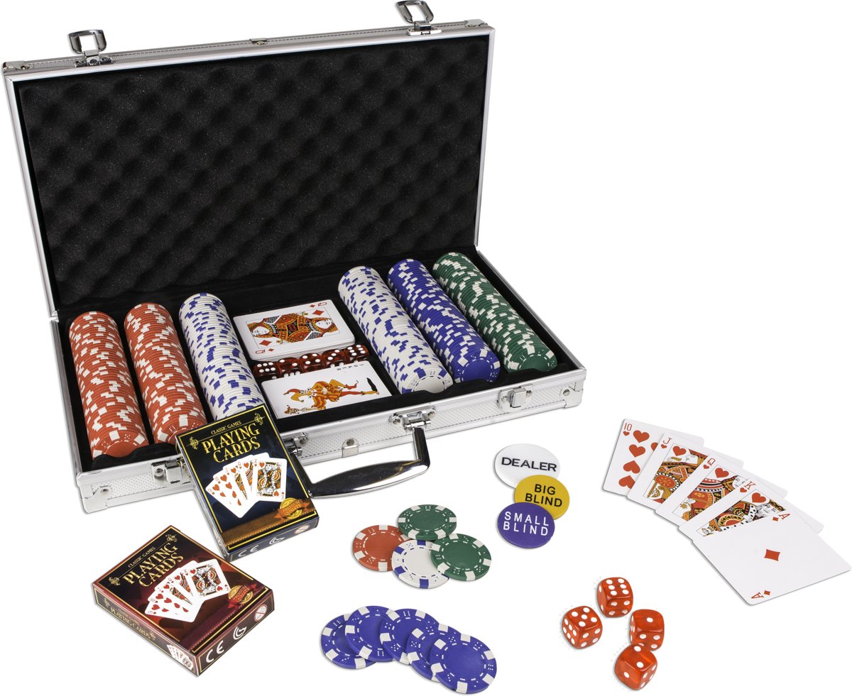 Cartamudi Marvick Pokerset, 300 Fiches 11.5 gr. 2 spellen kaarten, 3 buttons in aluminium koffer