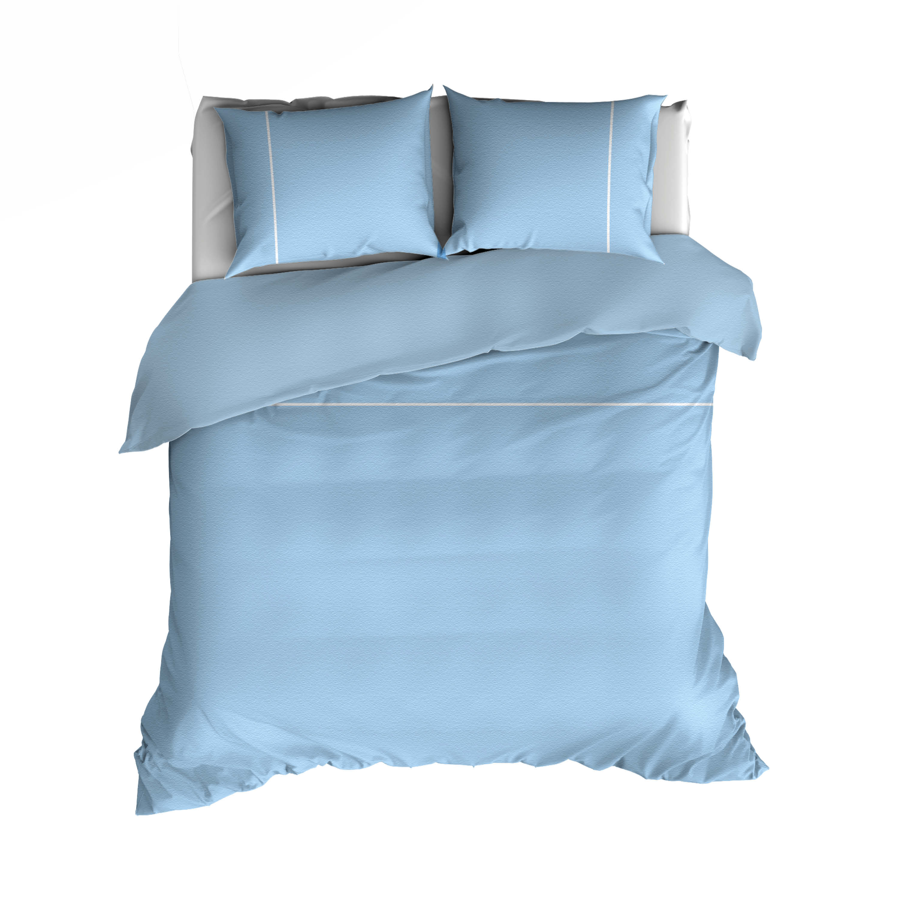 Romanette Basic Dekbedovertrekset 140x220 cm Katoen Blauw Wit met Paspel