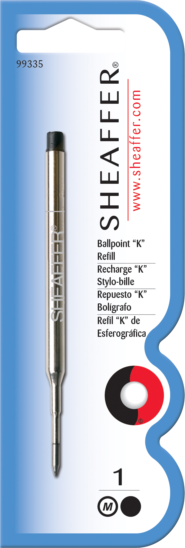 Sheaffer Balpen Navulling K - Medium Zwart - Blister