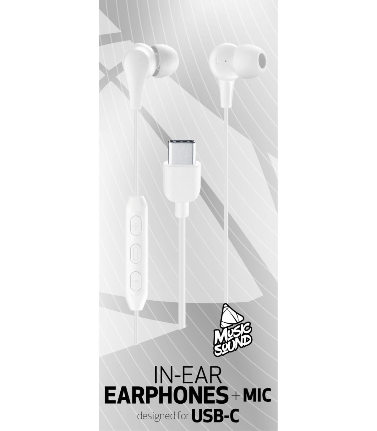 Music Sound Headphone USB-C met Microfoon universeel, wit