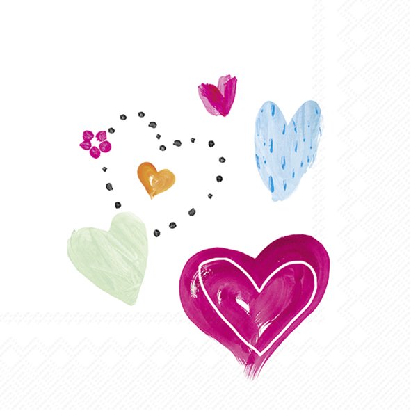 Ihr Cocktailservetten 25x25 cm 20 stuks  Joyful Love - Roze