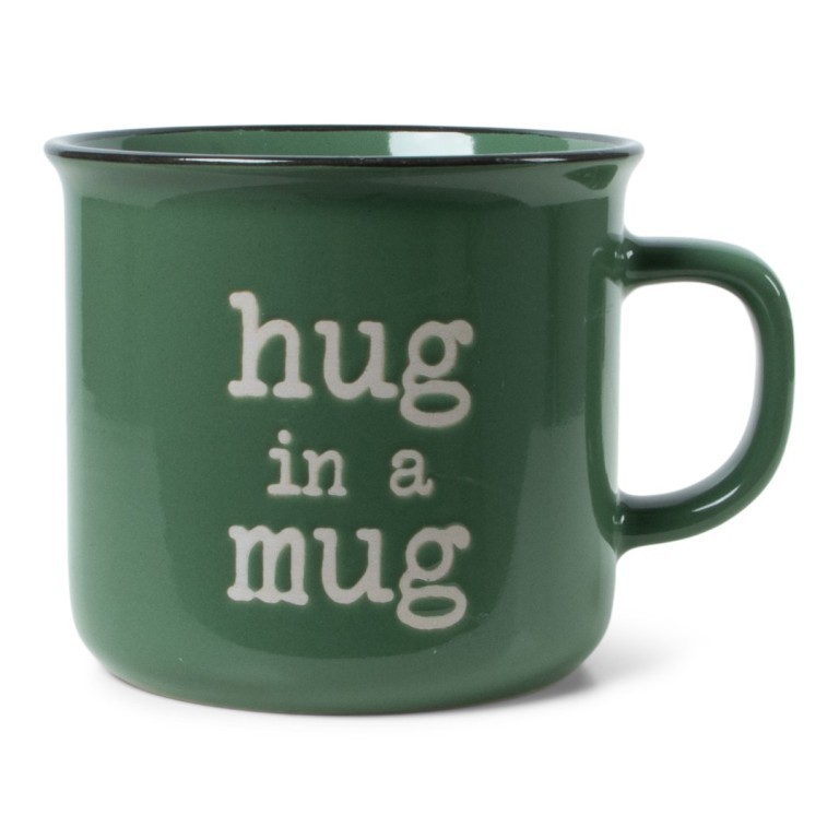JENS Living Mok Retro Green 285ml - Keramiek - Hug In A Mug - 9.3x8 cm