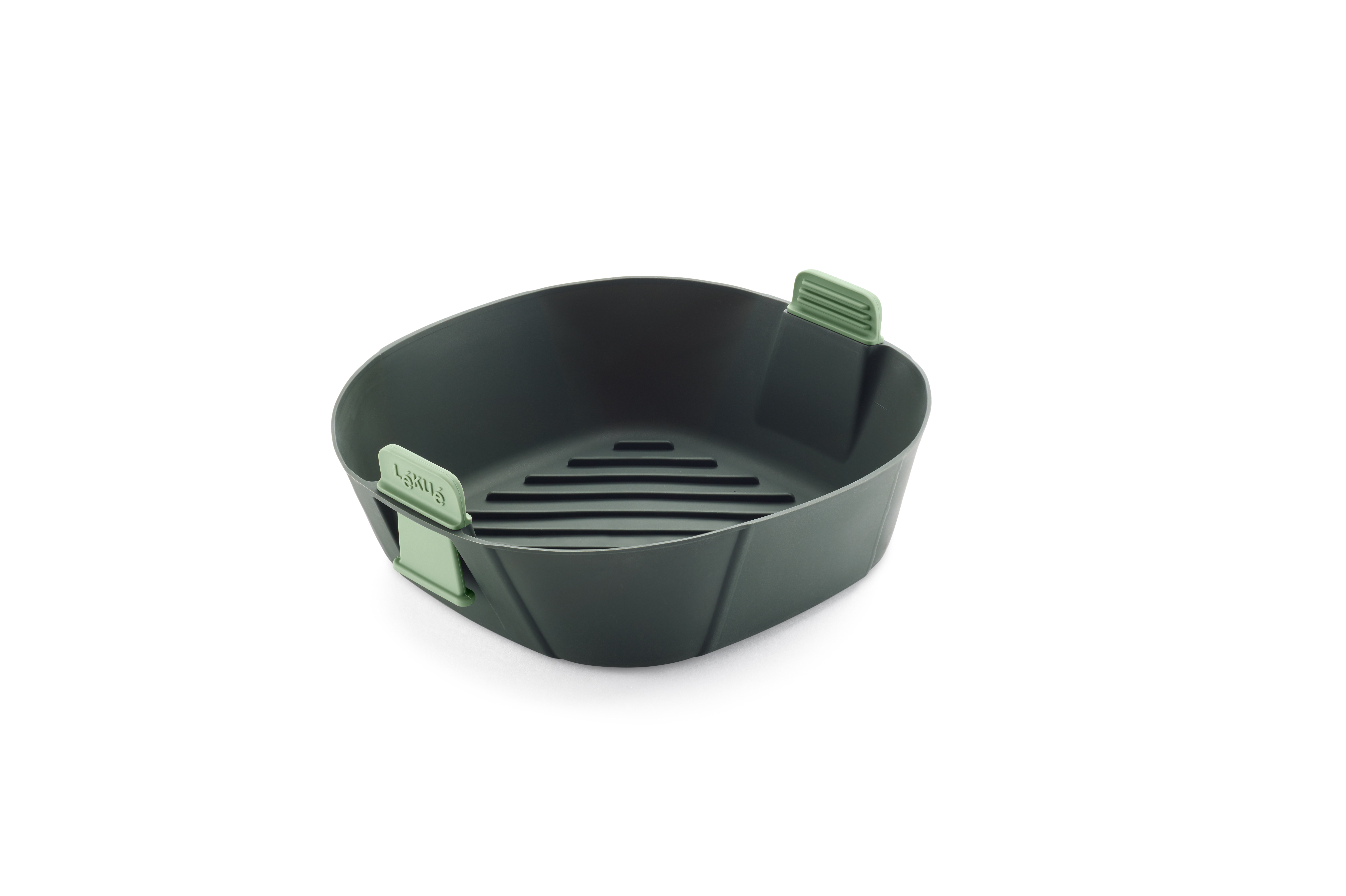 Lékué Airfryer Mandje L 22x22x8.5 cm - Platinum Silicone - Uitschuifbare Handgrepen