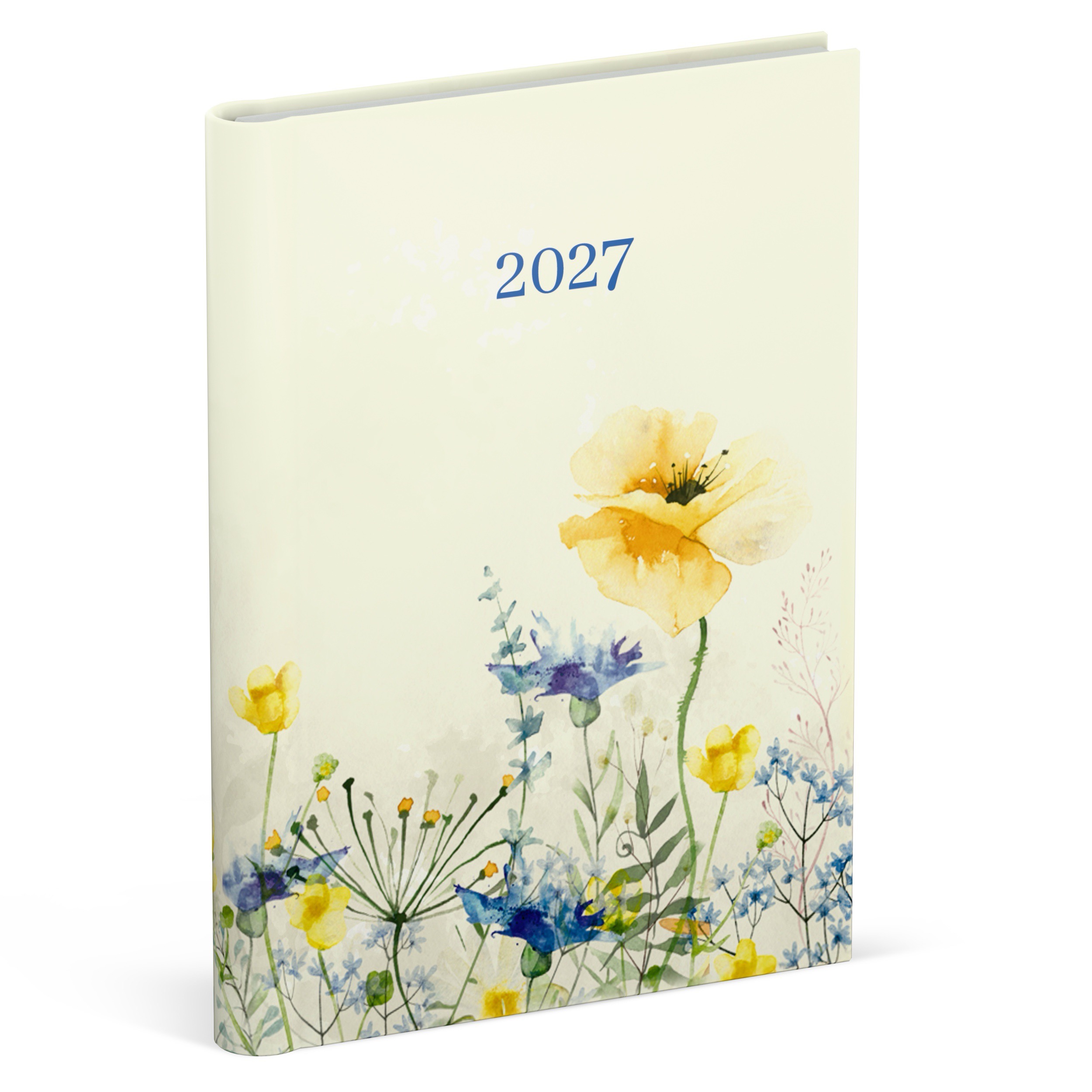 Agenda 2027 Flowers Watercolour Wire-O Geel 1week/2pag 12x16 cm