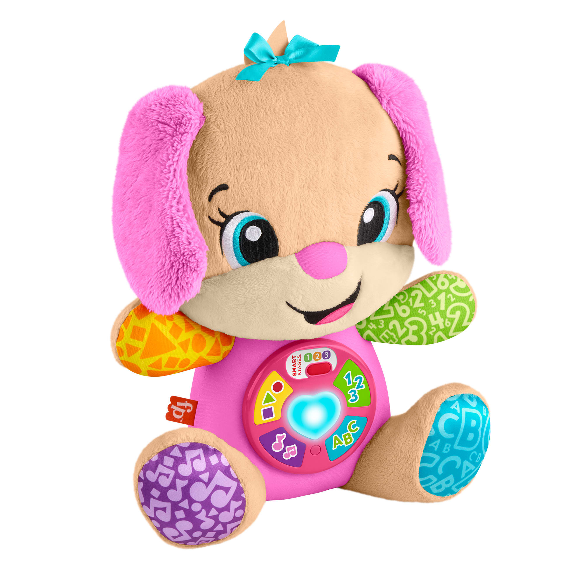 Fisher-Price Leerplezier Eerste Woorden Puppy - Interactieve Knuffel Roze