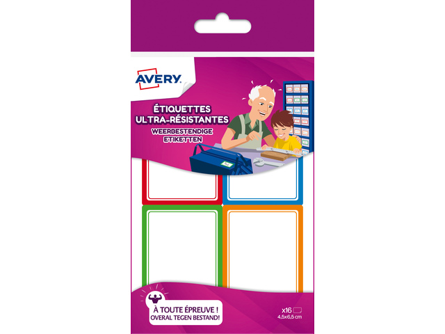 Avery Etiketten Vierkant Ultra Sterk 16 stuks - assorti