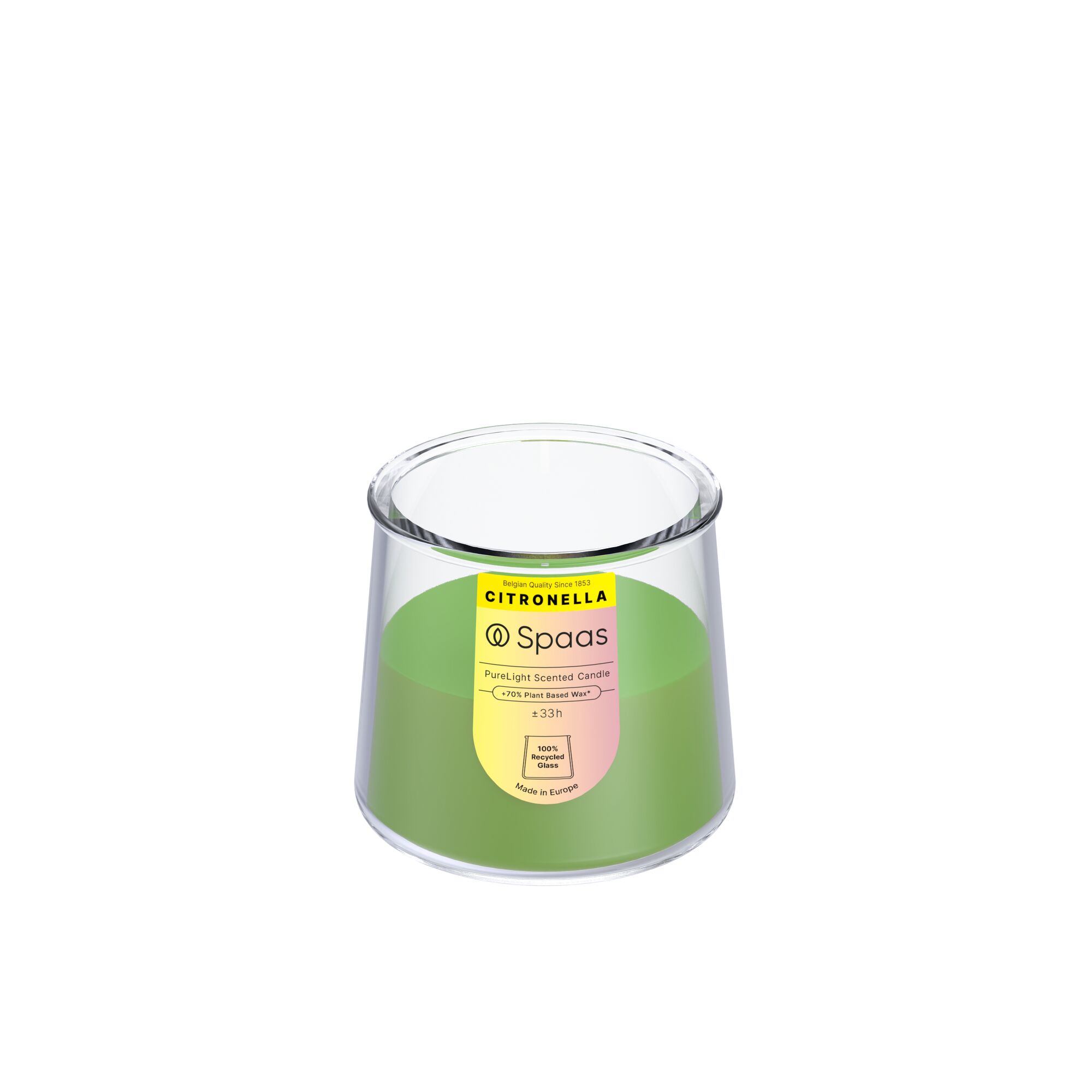 Spaas Geurkaars PureLight Vivid Green 9x8 cm - Citronella - Glas - 33 Branduren